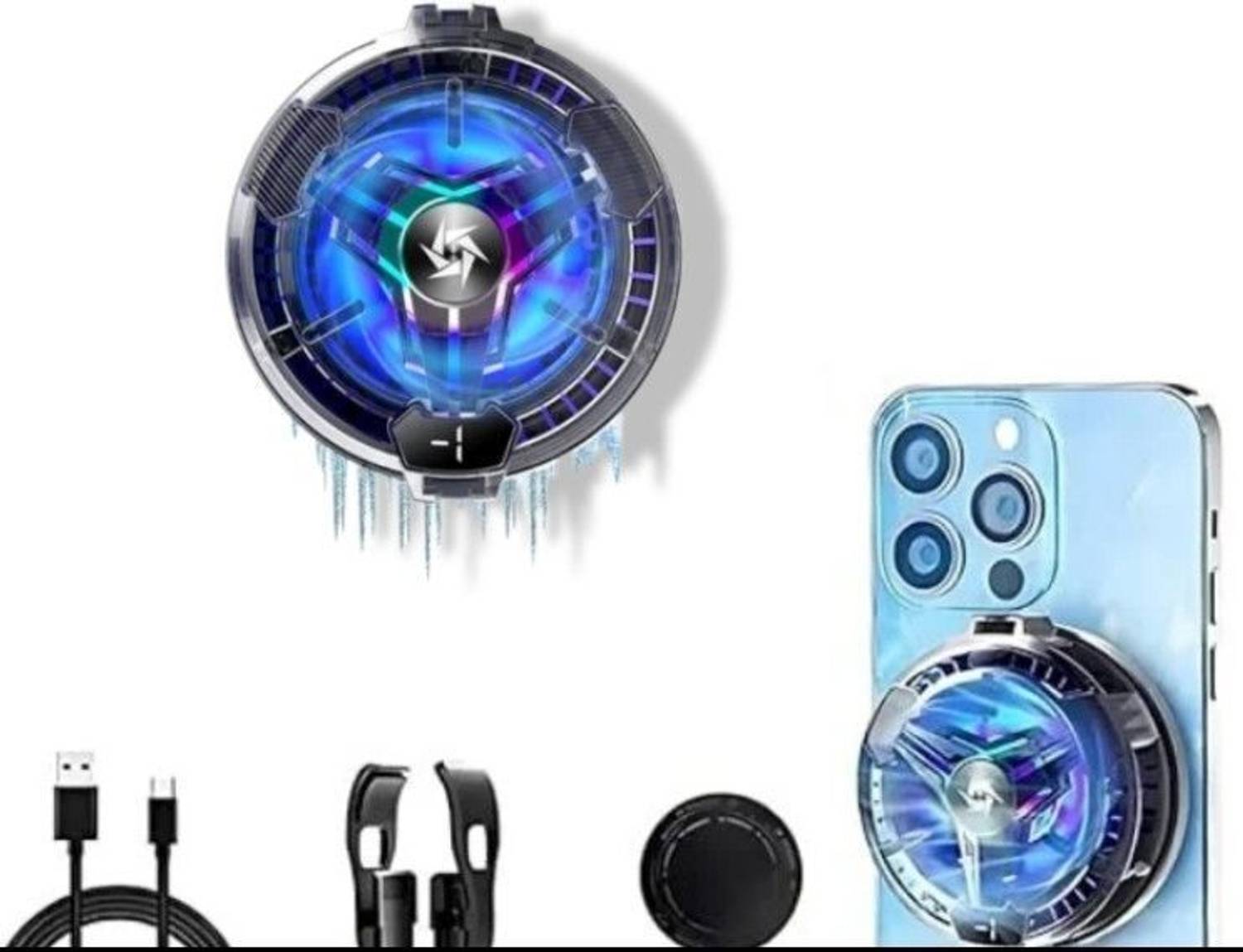 ElectroEra Enterprise NEW_Magnetic Cell Phone Cooling Fan Semi-Conductor Cooling Chip, Universal Phone 1 Fan Ergonomic Cooling Pad with Adjustable Height
