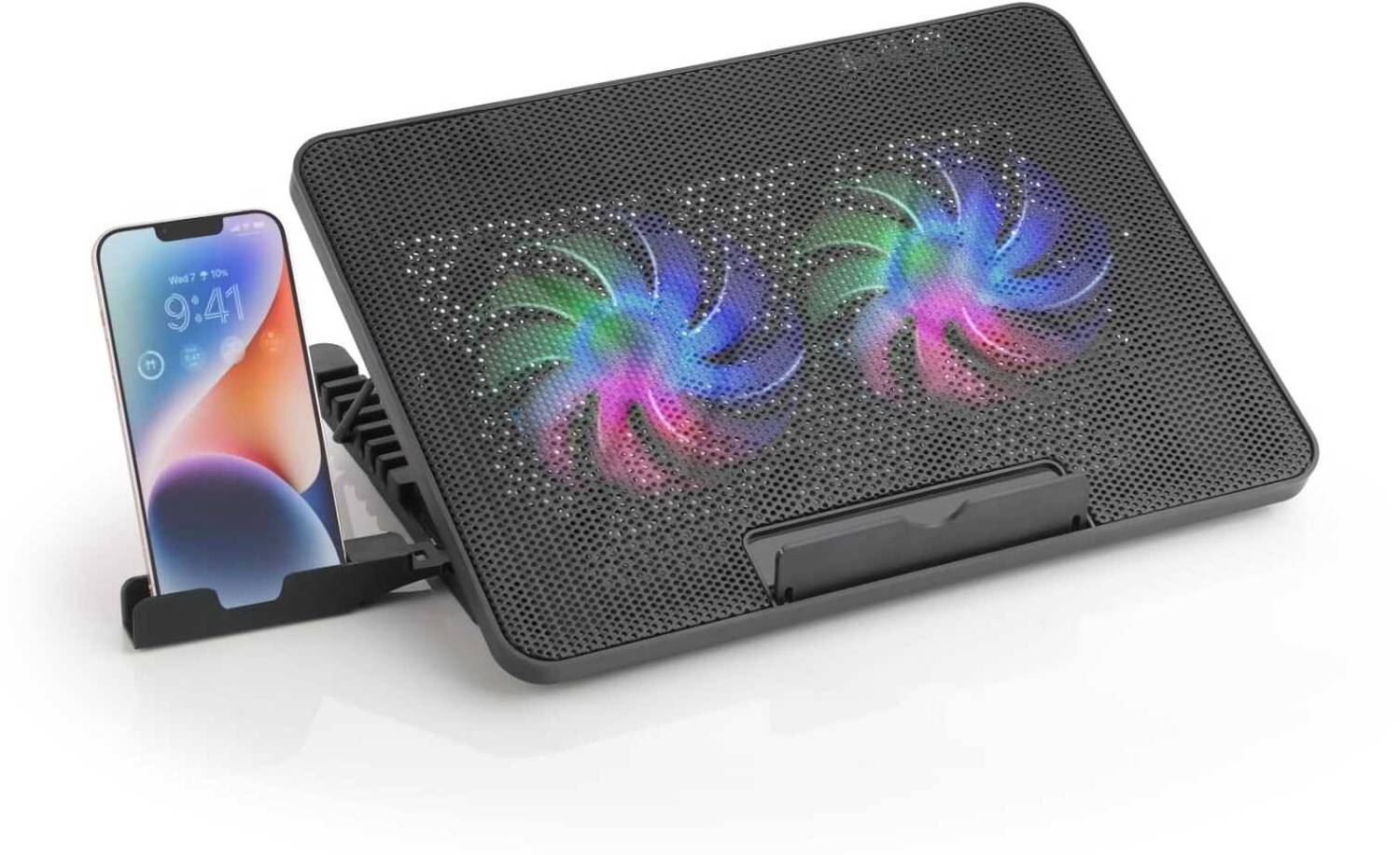AILEXIM Laptop Cooling Pad with Mobile Stand | Height Adjustable with 2 USB Ports & 2 Fan Ergonomic Cooling Pad with Adjustable Height