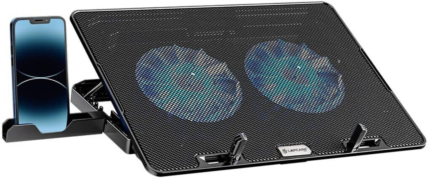 LAPCARE DCX-A101 ChillMate Laptop Cooler (Black) 2 Fan Cooling Pad with Adjustable Height