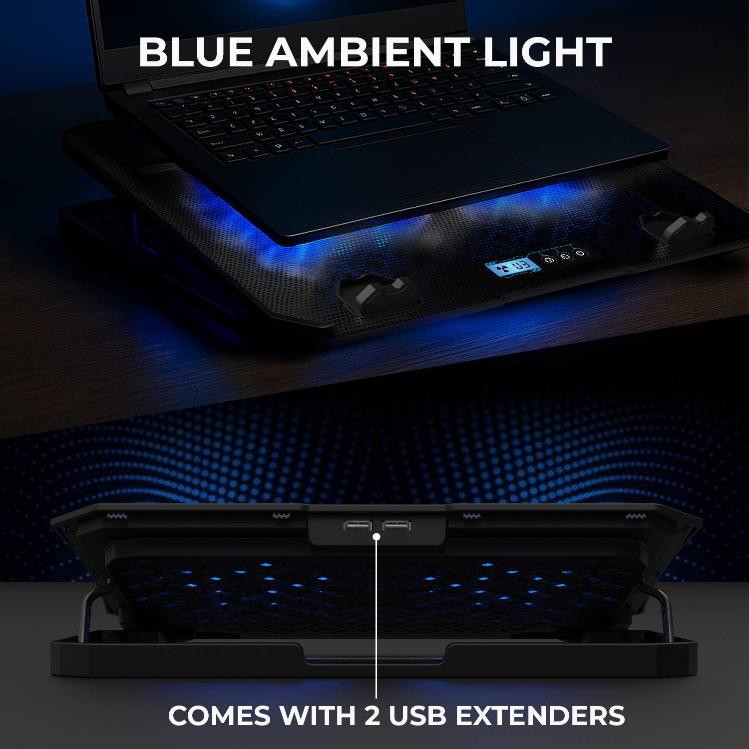 EVOFOX Frost Plus Dual Fans Blue Cooling Pad - Image 4