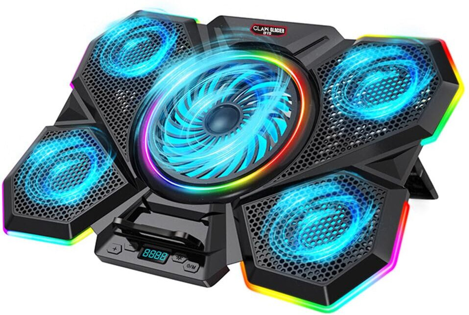 Image of CLAW (OPEN BOX) Glacier F13 RGB Laptop Cooling Pad with 5 Fan Ergonomic Cooling Pad with Adjustable Height