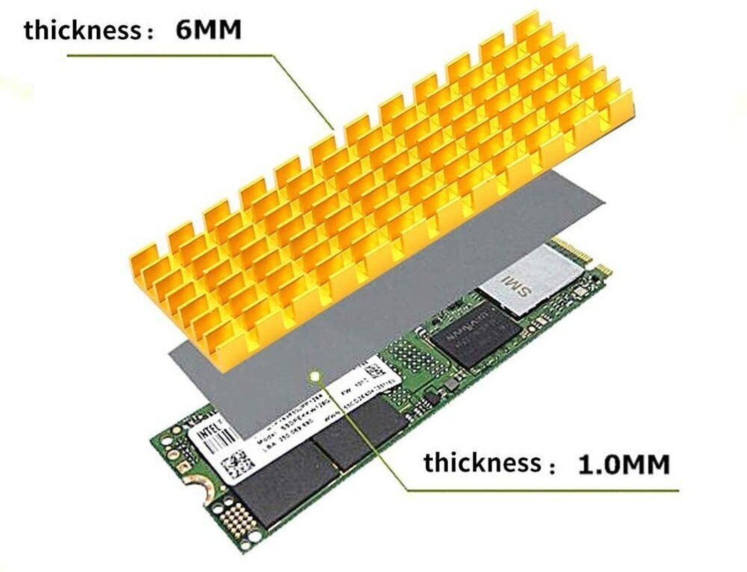 Image of Tobo Aluminum Heatsinks for PCIe NVMe with Silicone Thermal Pad TD-1037PC Cooling Pad