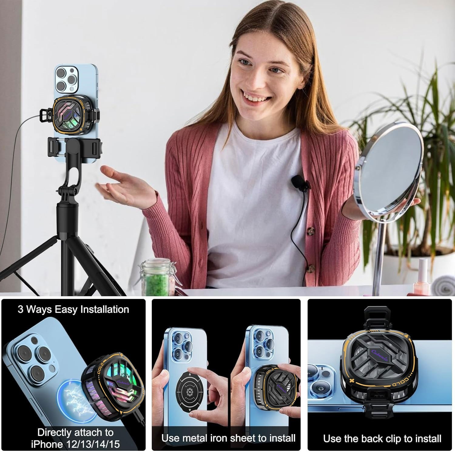 Image of Cubonic Glacix Ultra 15W Wired Magnetic Cooler Smart Chip Quiet RGB LED Display Type C 1 Fan Ergonomic Cooling Pad with Adjustable Height