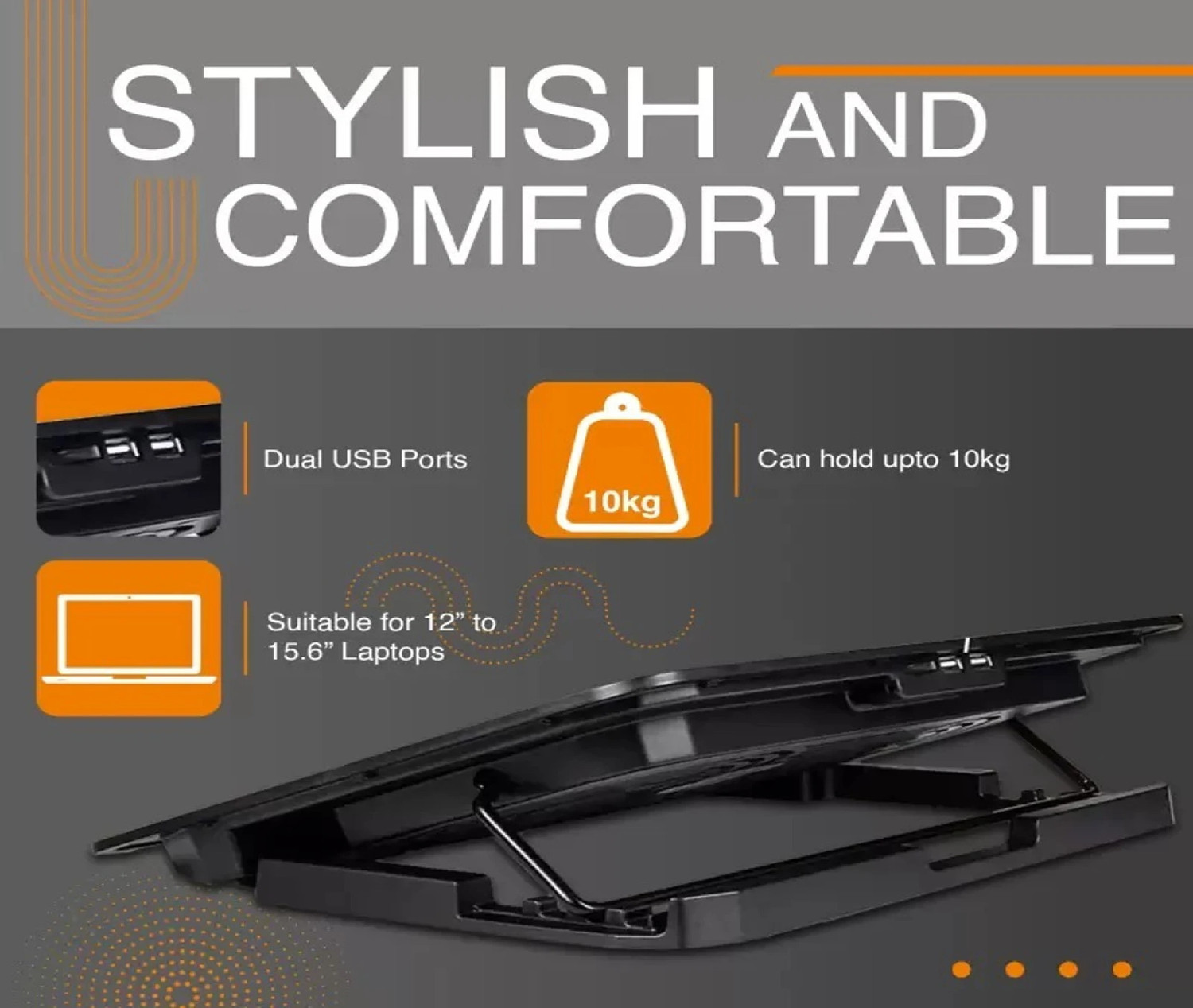 Image of LAPCARE DCX-A101 2 Fan Ergonomic Cooling Pad with Adjustable Height
