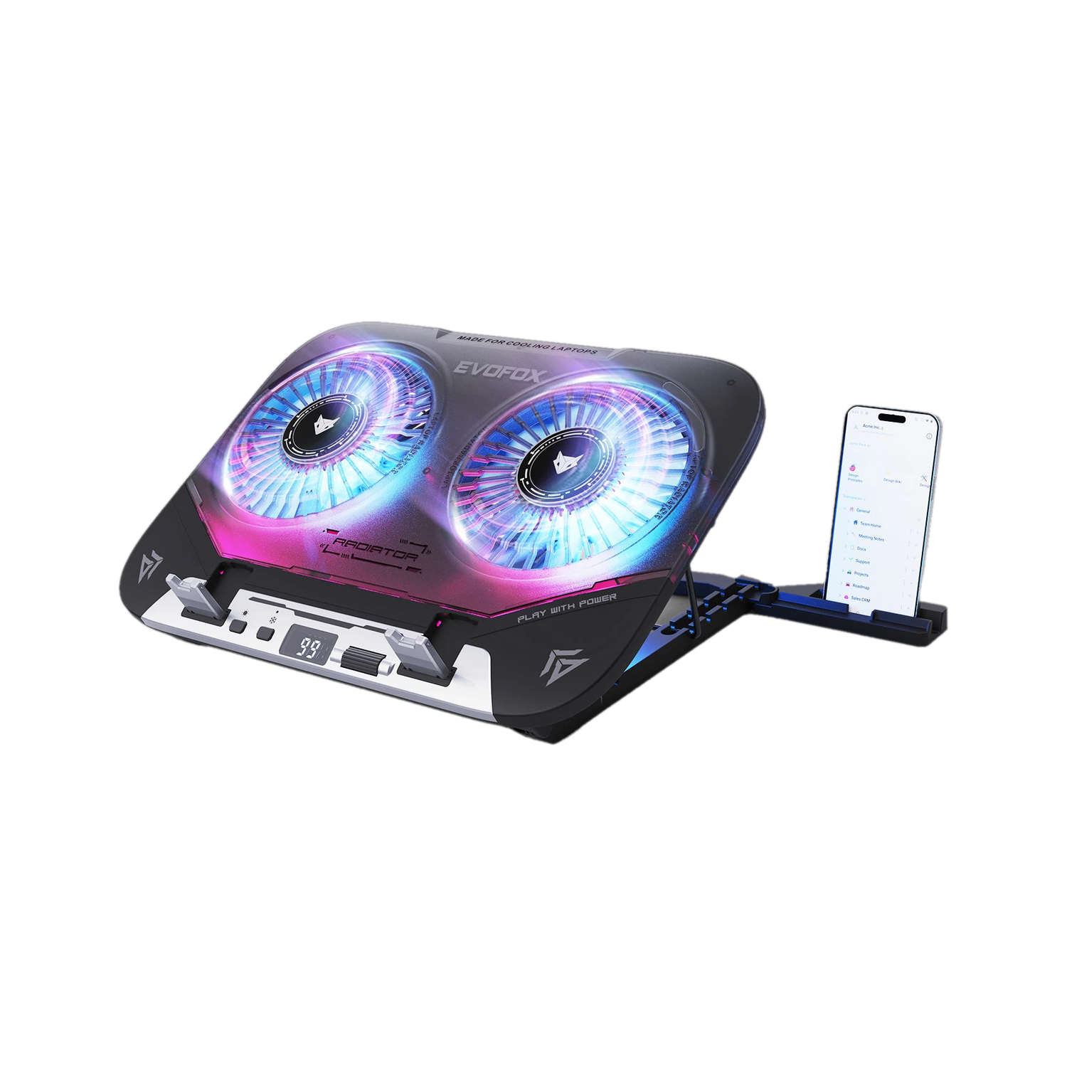 EVOFOX Blizzard 2 Xtreme 17 Inches with Dual Semiconductor Plates and RGB 2 Fan Ergonomic Cooling Pad with Adjustable Height