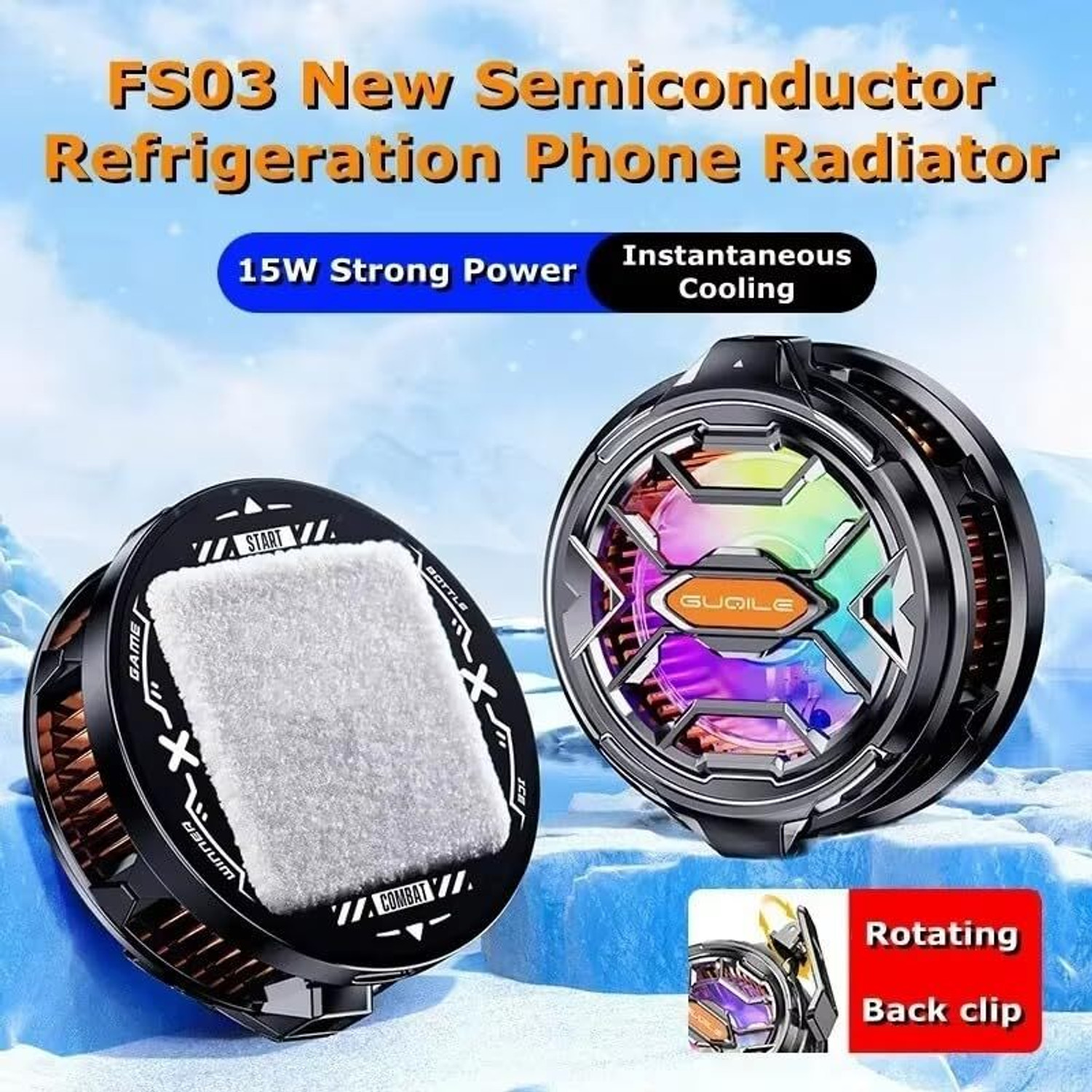 Image of FITRIC Universal Mobile Phone Cooler Radiator Fan Fast Cooling Gaming Accessory RGB Gaming Accessory Kit