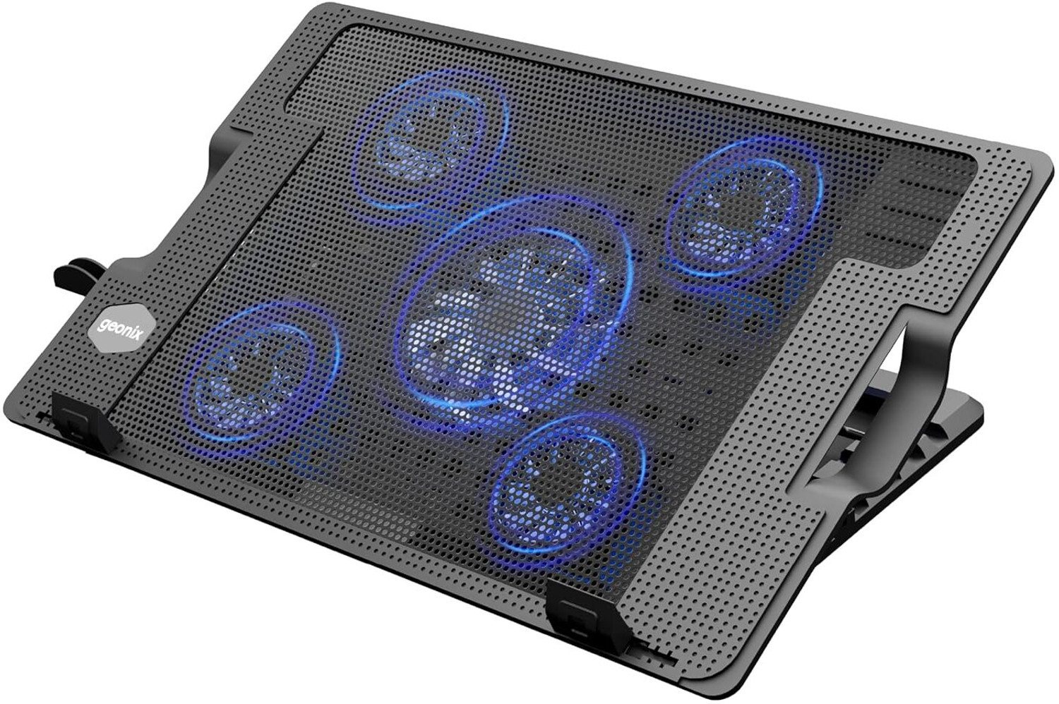Image of GEONIX CoolZ 5 Fan Ergonomic Cooling Pad with Adjustable Height (Black & Blue)