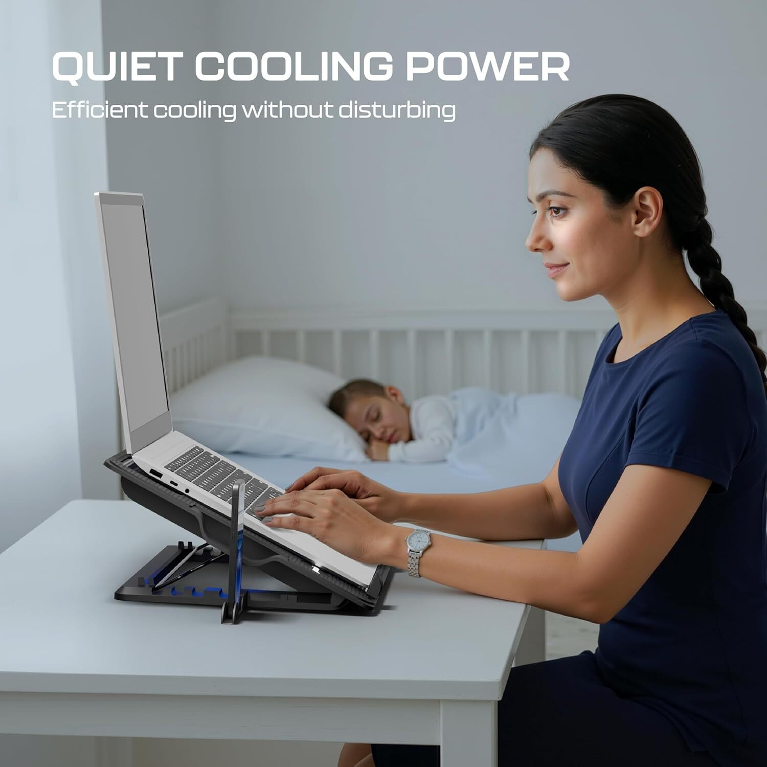 Image of GEONIX GXLCP05FM 5 Fan Ergonomic Cooling Pad with Adjustable Height