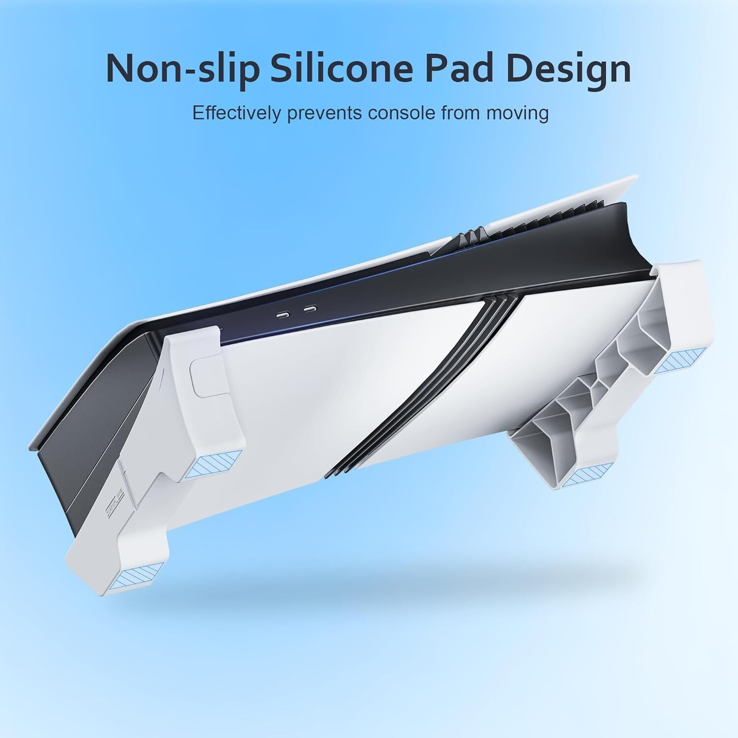 Image of Meyaar Horizontal Stand for PS5 Slim & Pro Console with Anti-Slip Stable Base, White 3 Fan Ergonomic Cooling Pad