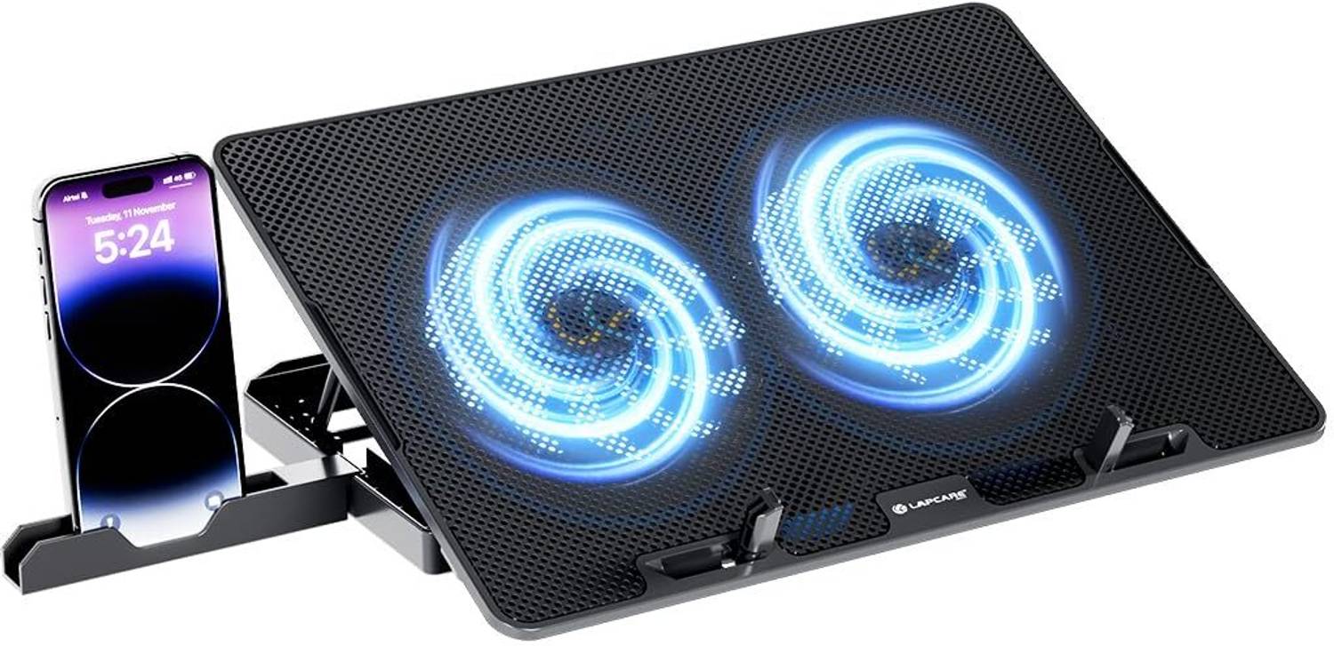 LAPCARE Chillmate DCX-A101 Laptop Cooling Pad 2 Fan Ergonomic Cooling Pad with Adjustable Height