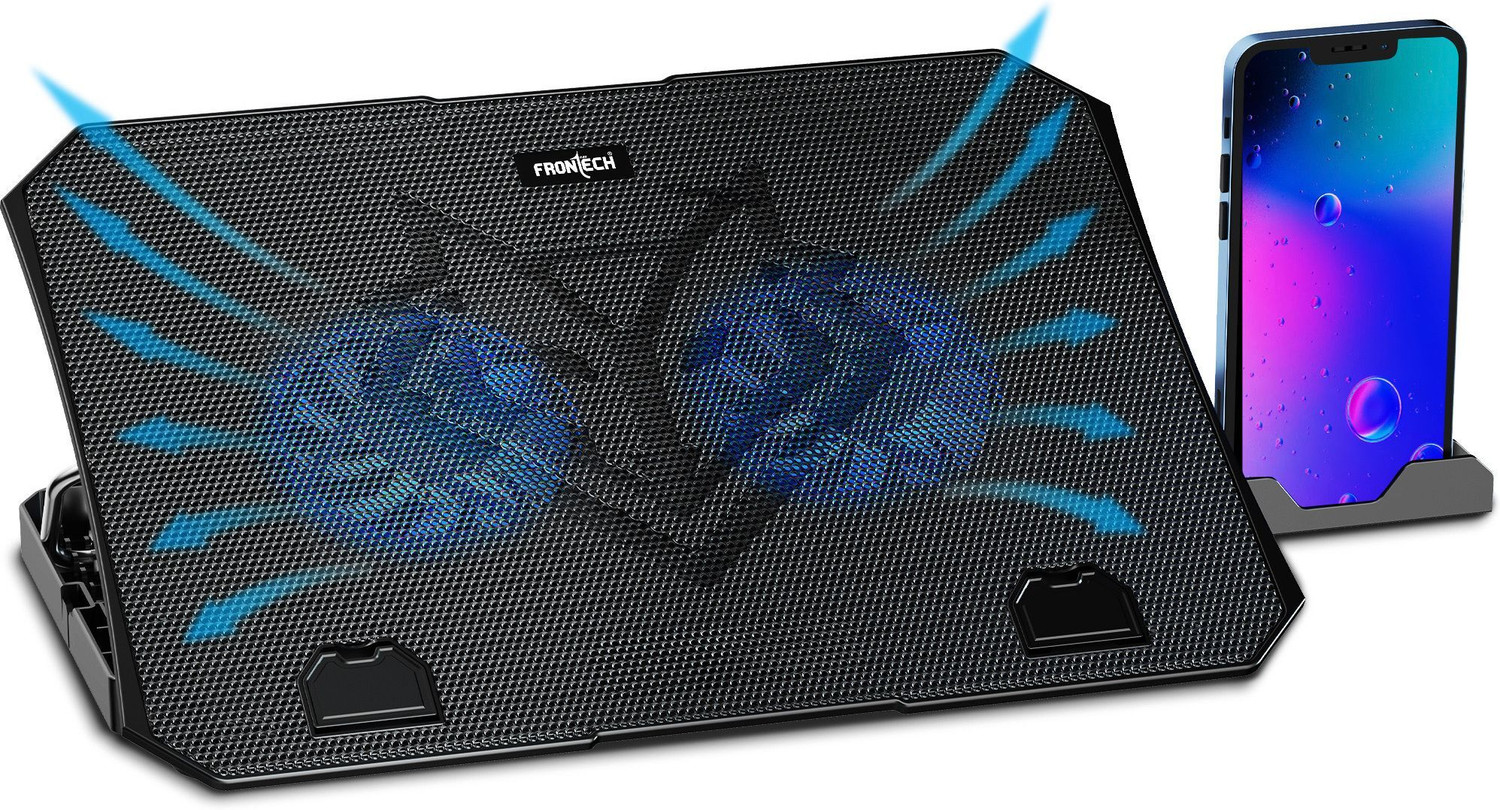 Image of Frontech Laptop Cooling Pad | 2x125mm LED Fans | Built-in Mobile Stand | 2 Fan Ergonomic Cooling Pad with Adjustable Height