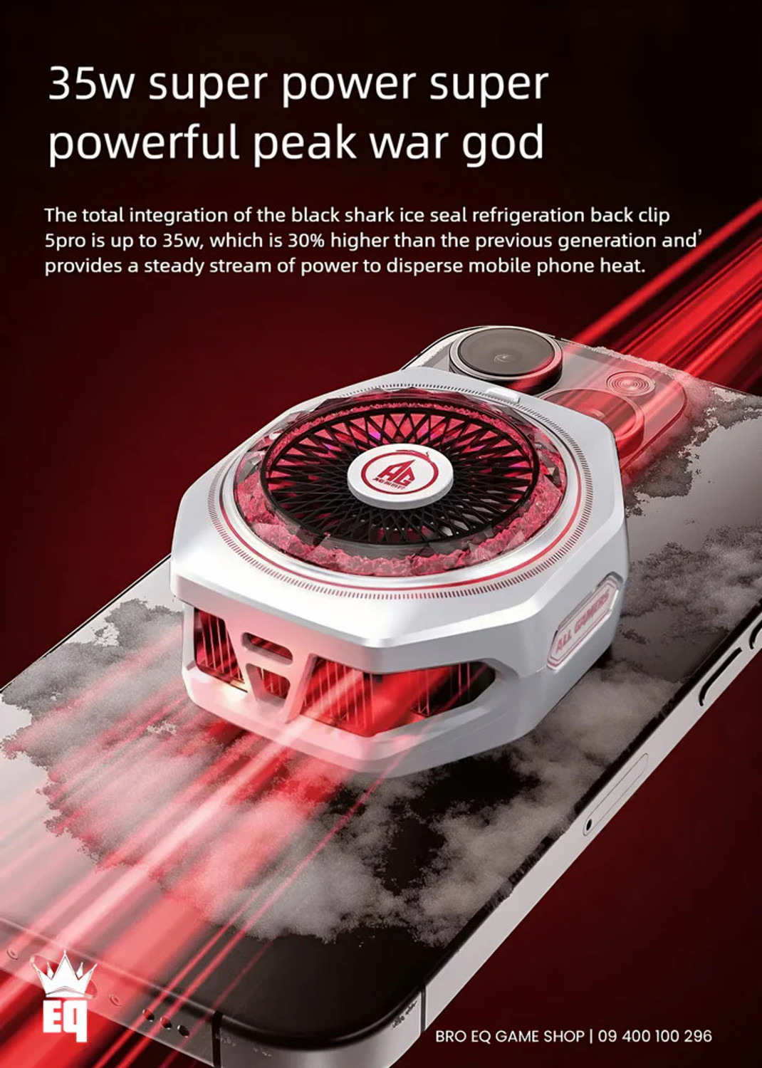 Image of Cubonic X Black Shark FunCooler 5 Pro Special ALL GAMER {AG} Edition 1 Fan Ergonomic Cooling Pad with Adjustable Height