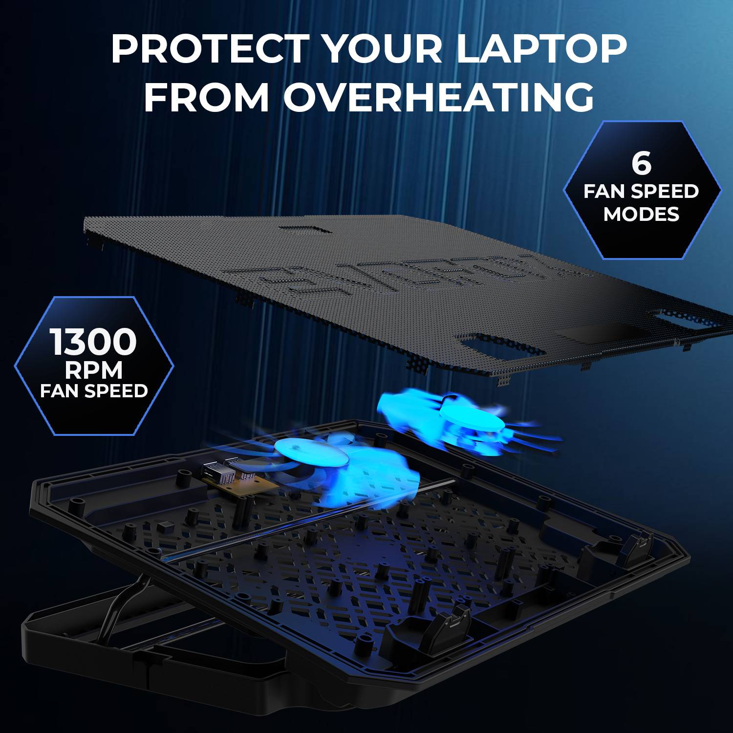 EVOFOX Frost Plus Dual Fans Blue Cooling Pad - Image 2