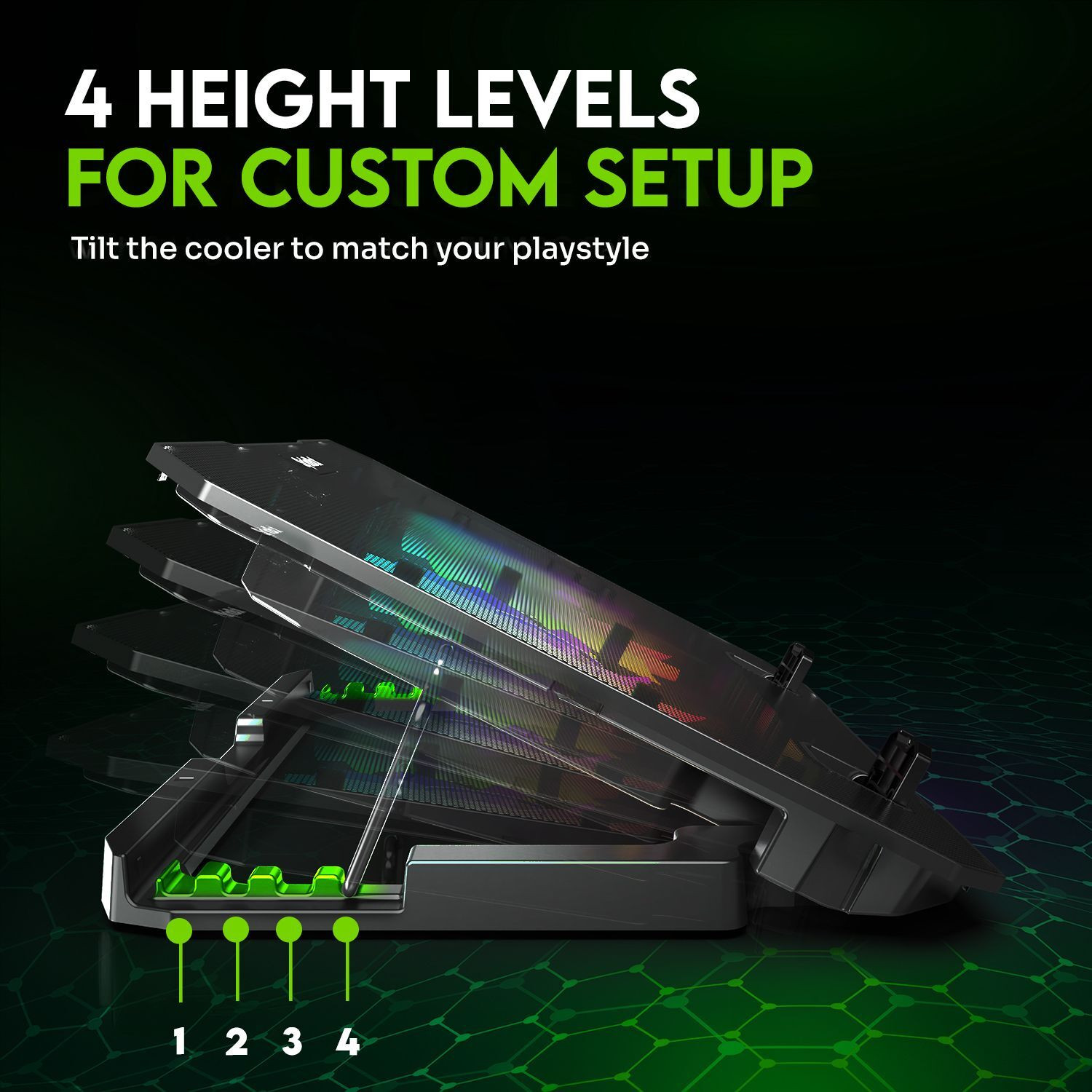 Image of SpinBot AirFlow X10 |2 Fans|RGB Lights|Speed Slider|Metal Body| 2 Fan Ergonomic Cooling Pad with Adjustable Height