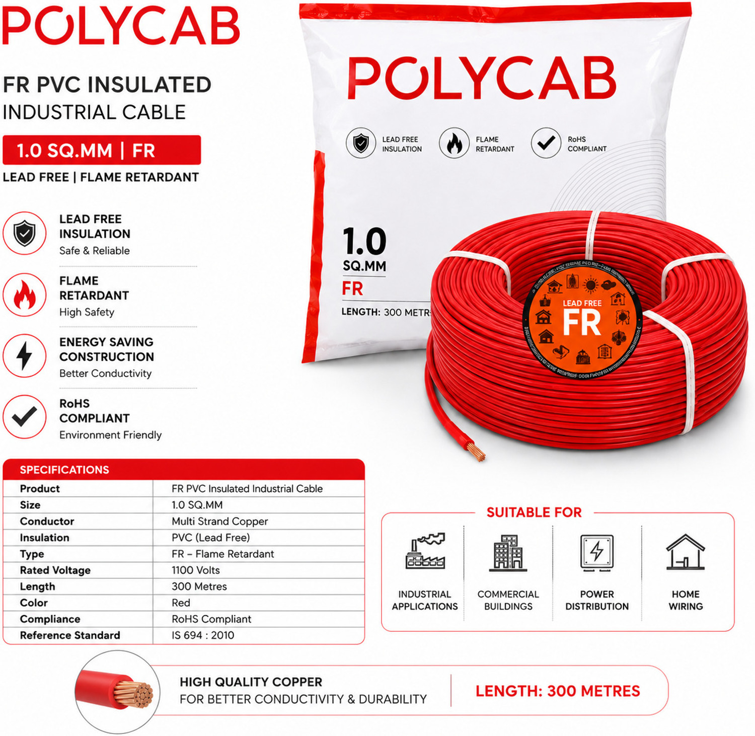 Image of Polycab 17 Gauge Copper Wire