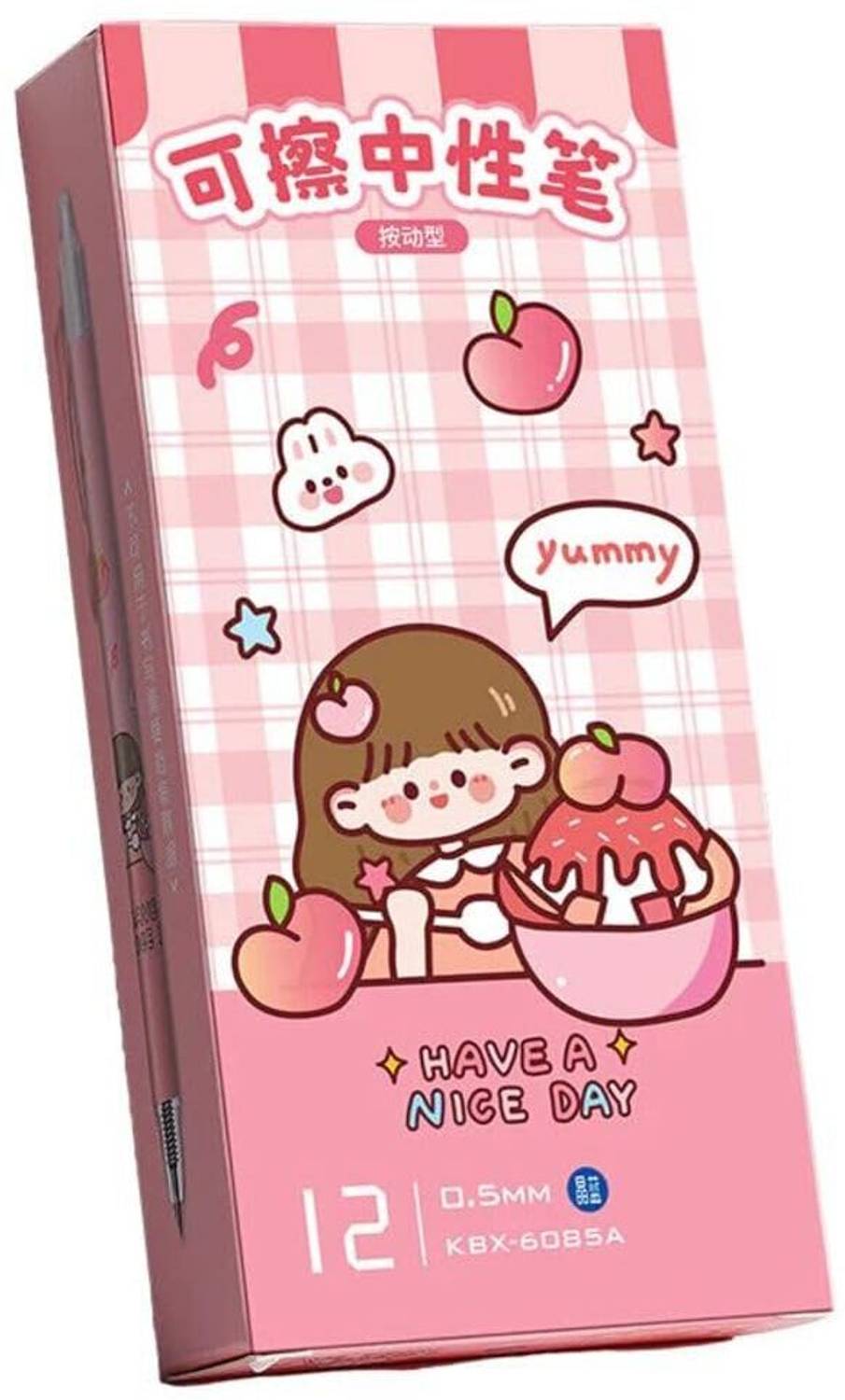 Aethra Cute Peach Theme Erasable Gel Pen | Cartoon Girl Design | 0.5mm Smooth Tip Gel Pen