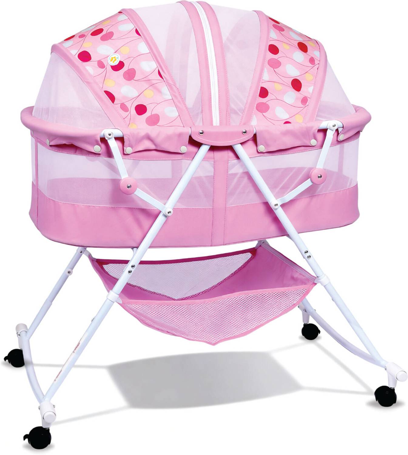 1st Step Baby Bassinet Cum Rocker Swing Cradle Jhula with Mosquito Net for New Born Baby Bassinet