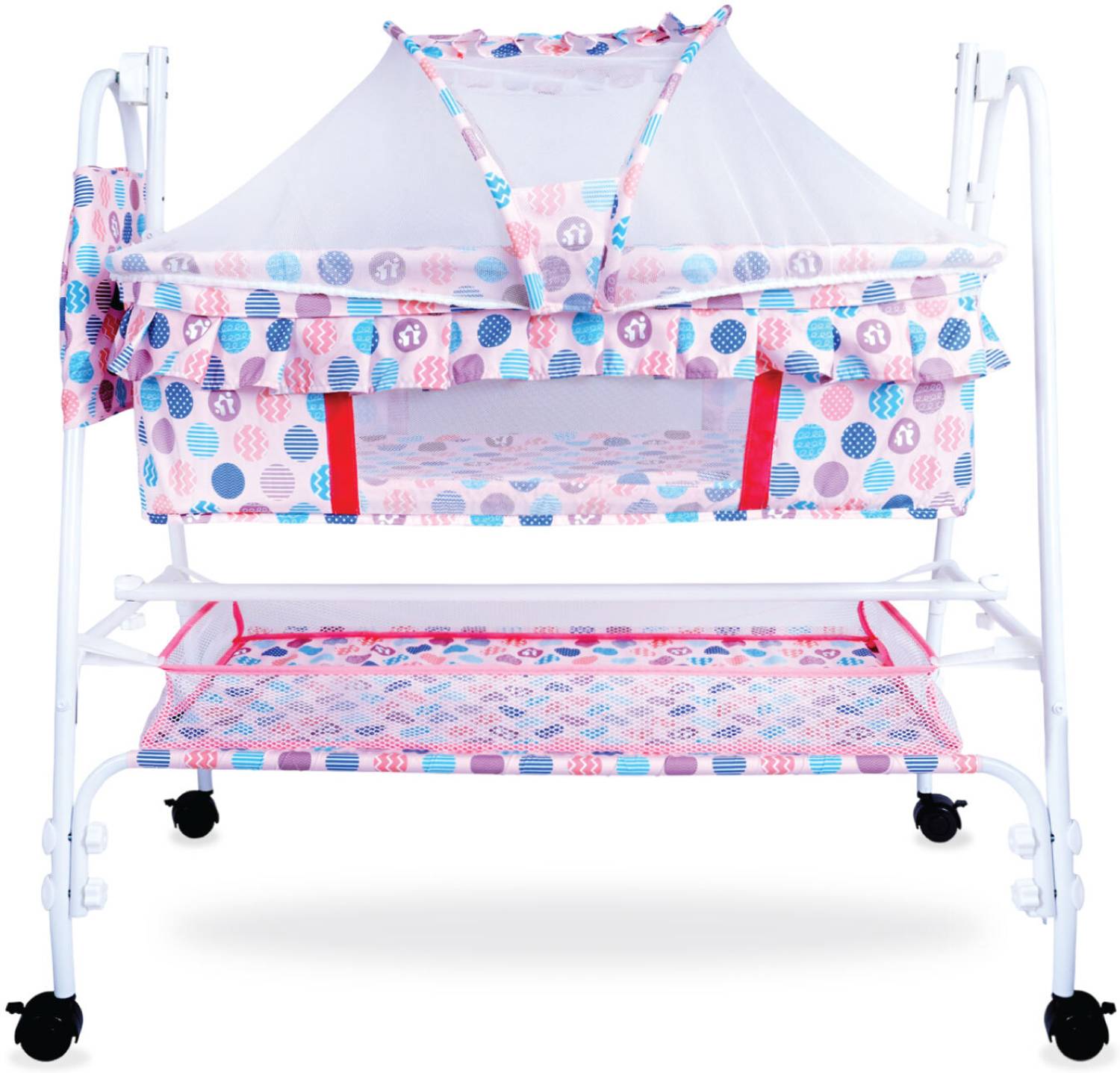 1st Step Baby Swing Bassinet Jhula with Removable Mosquito Net & Storage Basket Bassinet