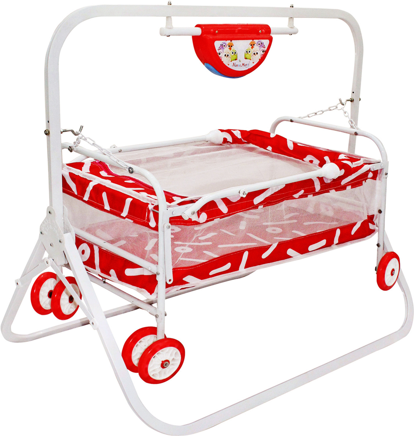 Image of SWINGISH Musical Cradle square pipe for new born baby Cot (Red, White)