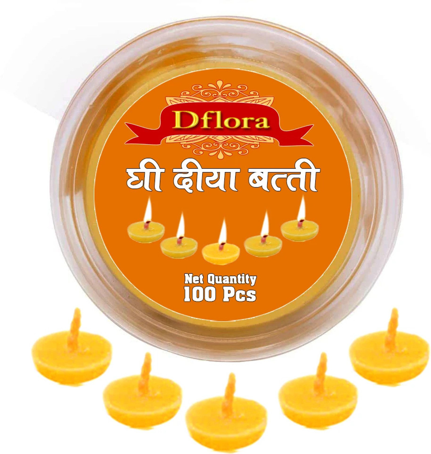 Image of Dflora PURE COW GHEE WICKS BATTI FOR PUJA AARTI ( 50X2 ) 100PCS COMBO SET Cotton Wick