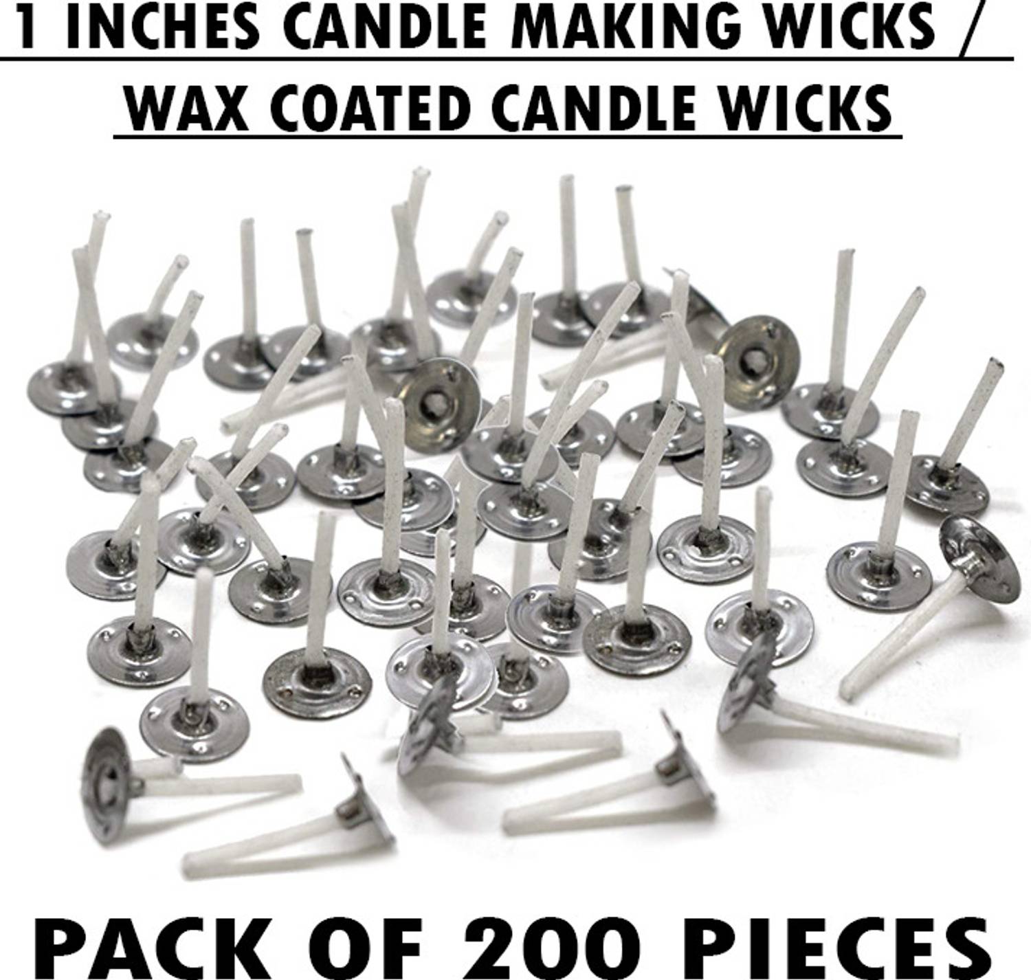 AAMU MOON Candle Making Wicks, DIY Wax Coated Candle Wick Thread - 1 Inches, Pack of 200 Cotton Wick