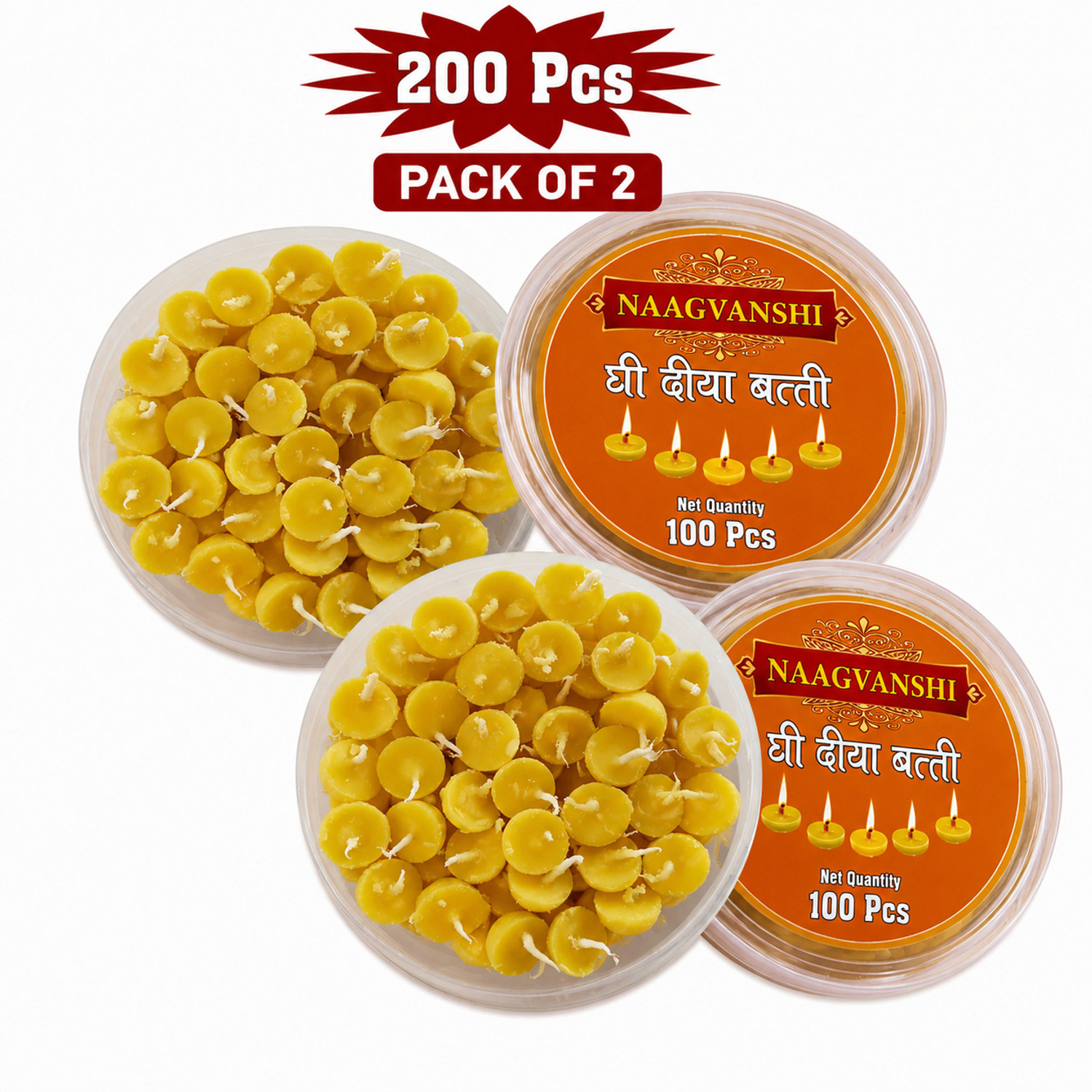 Image of Dflora PURE COW GHEE WICKS BATTI FOR PUJA AARTI ( 50X2 ) 100PCS COMBO SET Cotton Wick