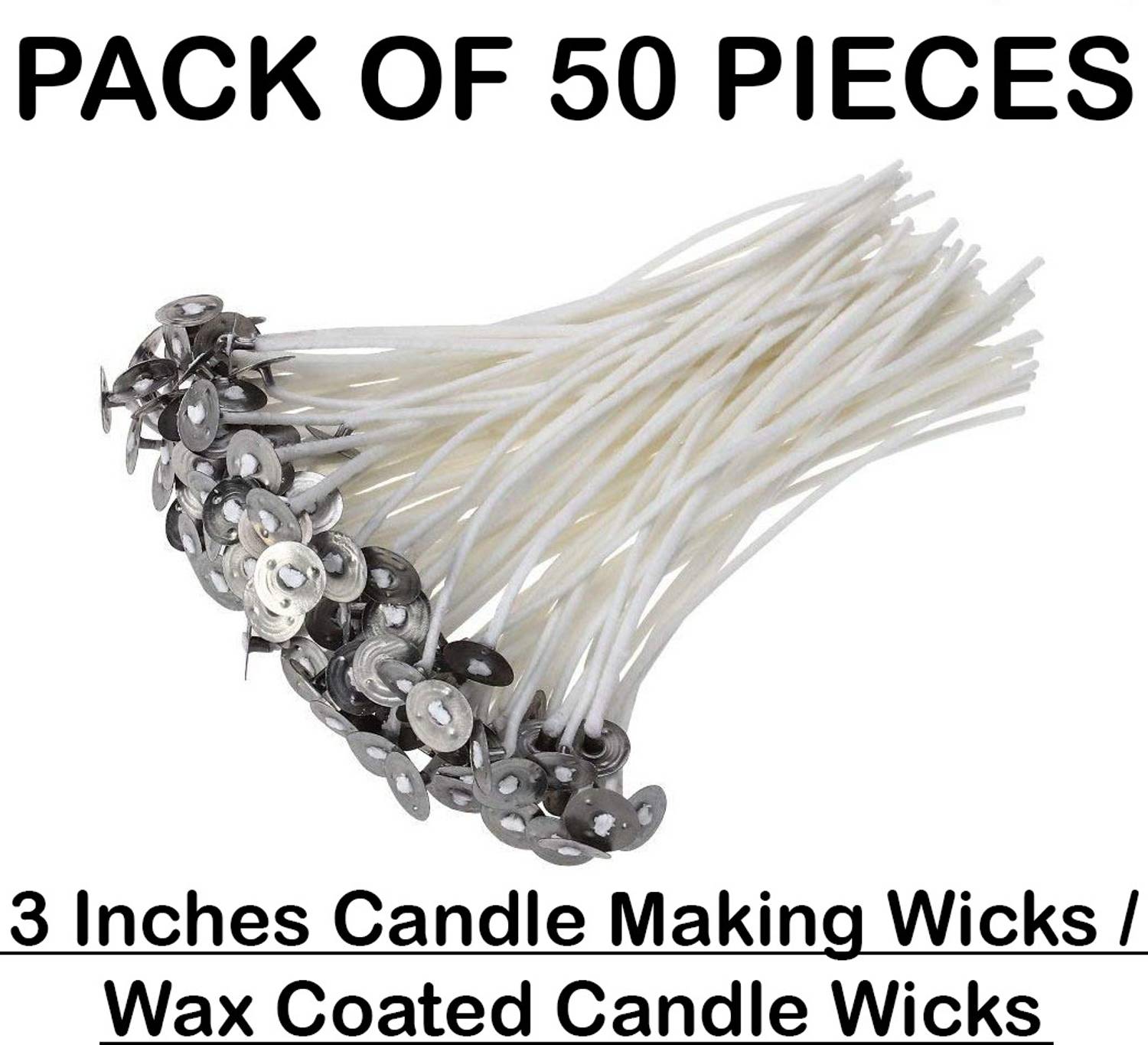 AAMU MOON Candle Making Wick, Wax Coated Candle Wick Thread - 3 Inches (Pack of 50 Wicks) Cotton Wick
