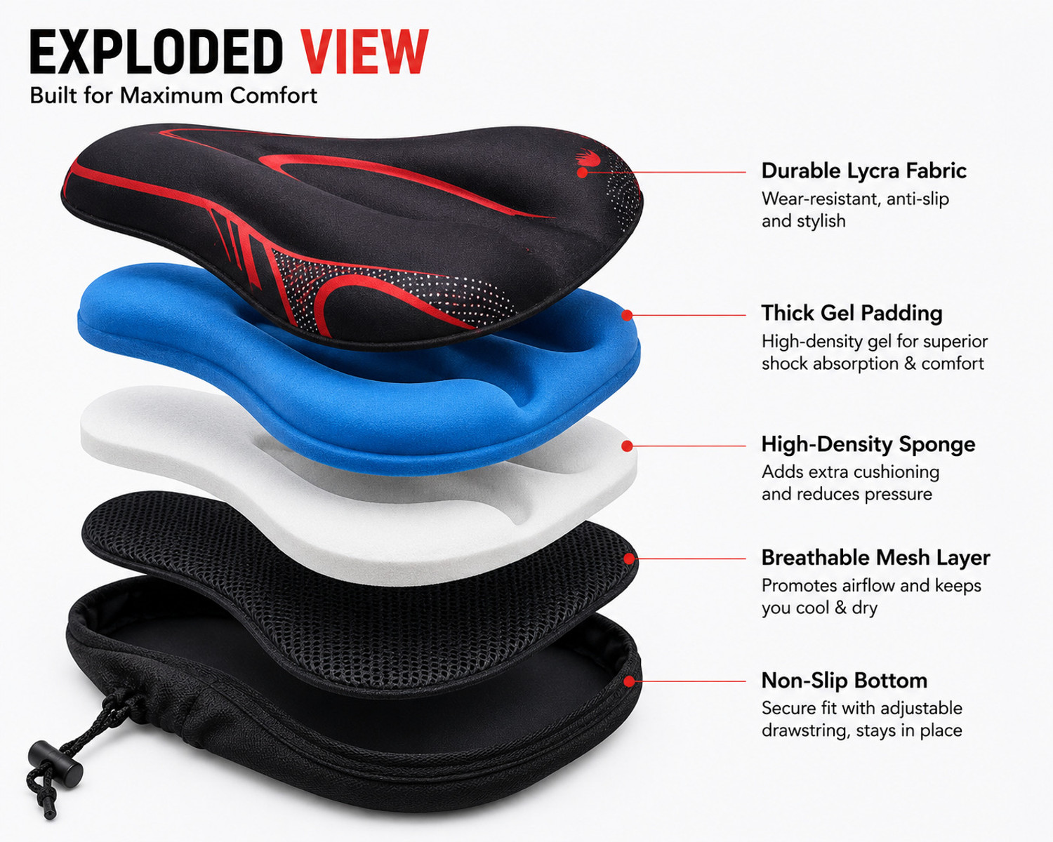 Image of SFP Gel Pad Cycle Seat Cover Bicycle Seat Cover Free Size