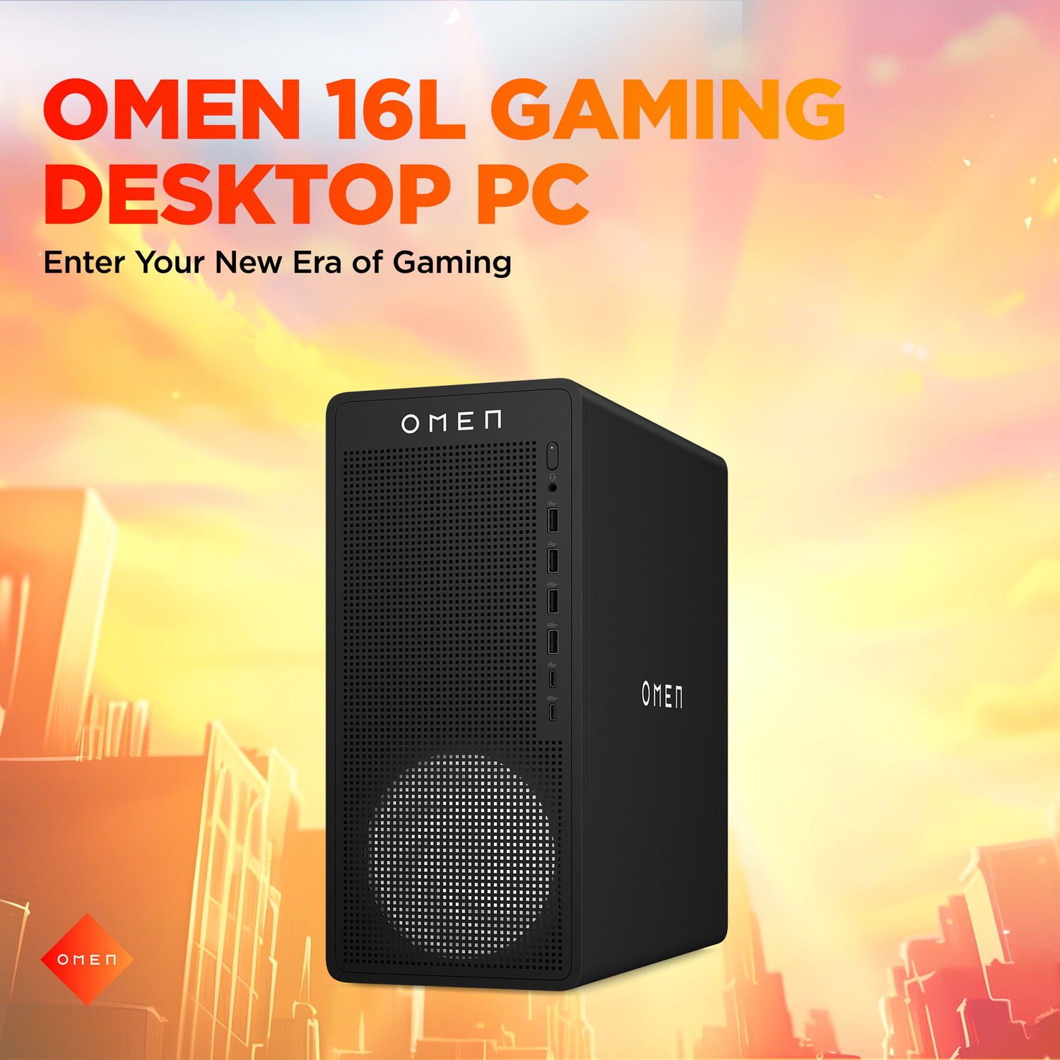 Image of HP OMEN 16L Gaming Desktop TG03-0005in AMD Ryzen 5 8400F (16 GB RAM /NVIDIA GeForce RTX 5060 Graphics /1 TB Hard Disk /1 TB SSD Capacity /Windows 11 Home (64-bit) /8 GB Graphics Memory) Gaming Tower