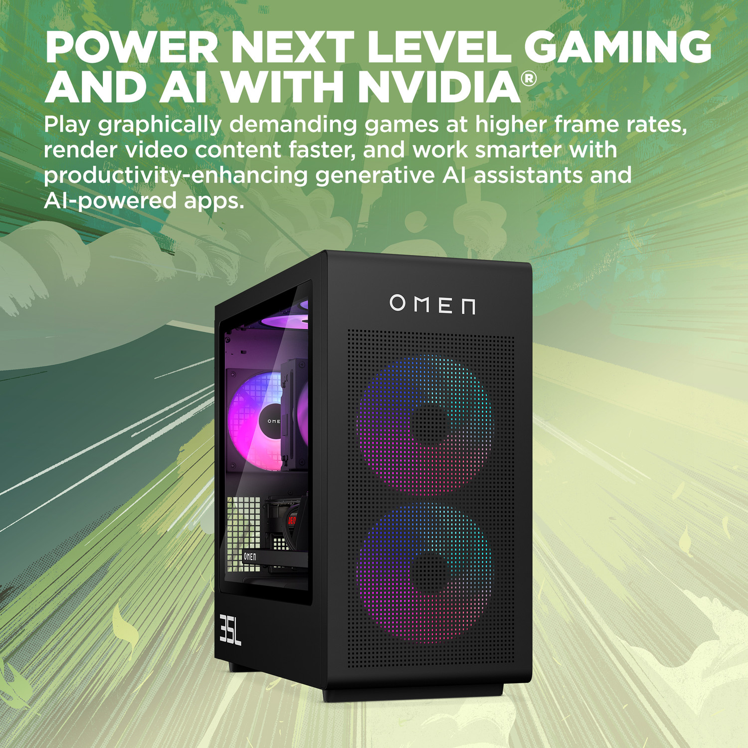 Image of HP OMEN 35L Gaming Desktop GT16-0016in Intel Core Ultra 7 265F (16 GB RAM /NVIDIA GeForce RTX 5060 Graphics /1 TB Hard Disk /1 TB SSD Capacity /Windows 11 Home (64-bit) /8 GB Graphics Memory) Gaming Tower