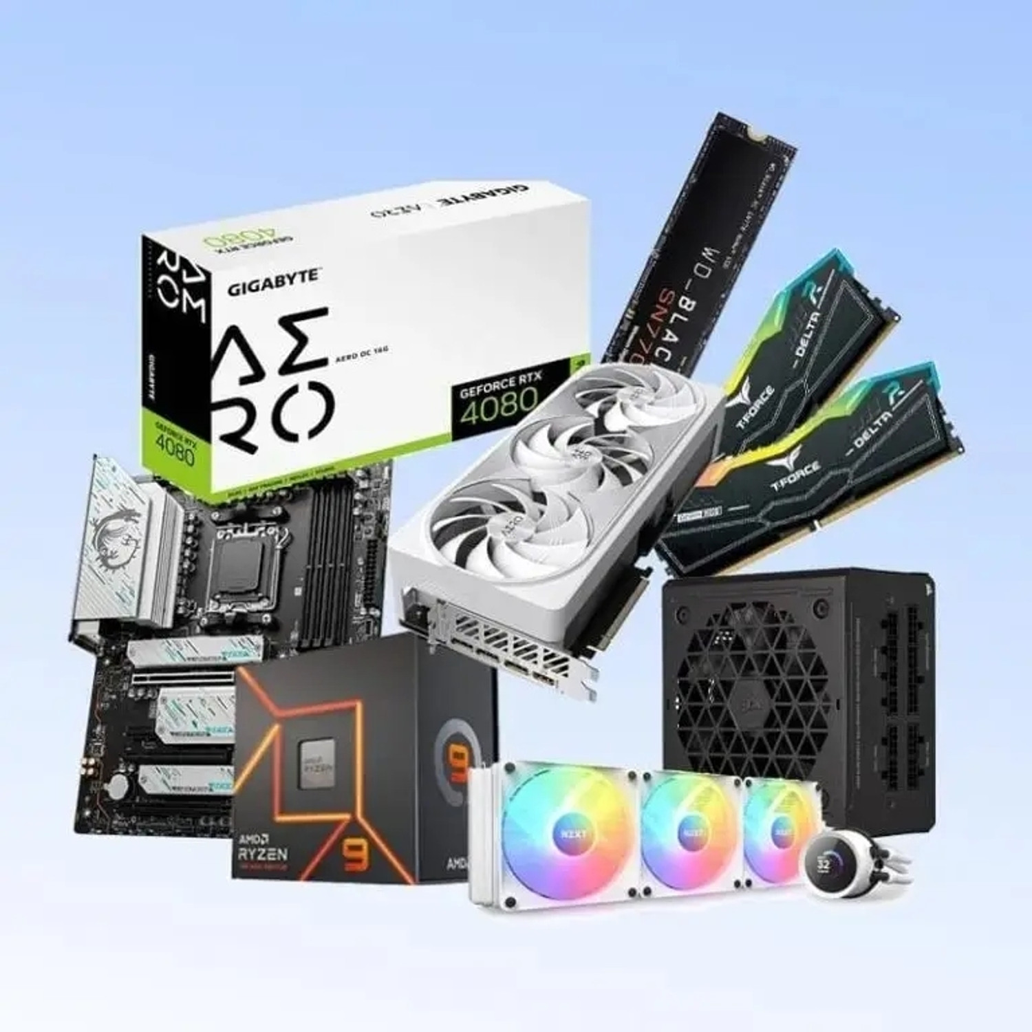 Image of EKTECH Ryzen 9 7900X RTX 4070 Gaming PC AMD Ryzen 9 7900X (32 MB RAM /NVIDIA GeForce RTX 4070 Graphics /1 TB SSD Capacity /Windows 11 Pro /12 GB Graphics Memory) Gaming Tower