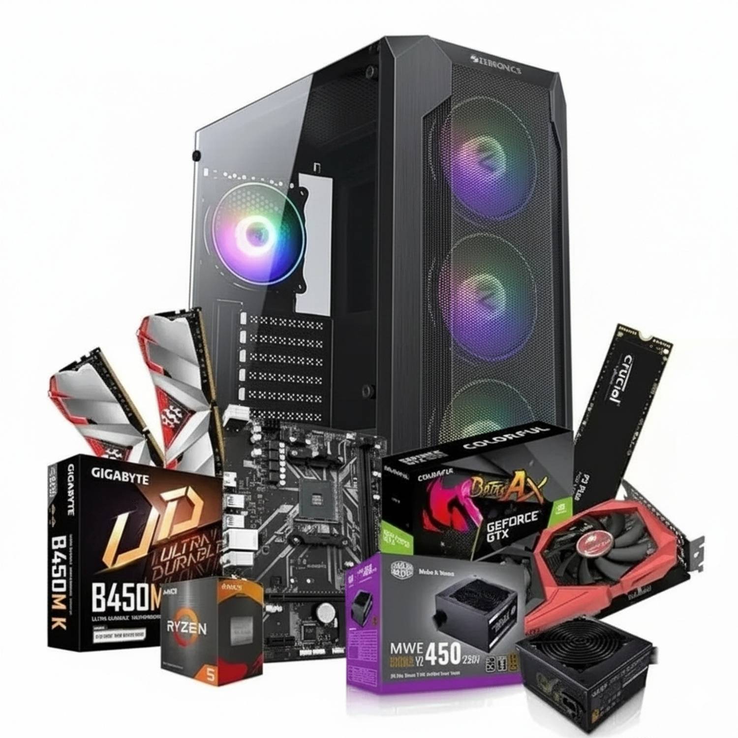 EKTECH Ryzen 5 5600X RX580 Gaming PC AMD Ryzen 5 5600X (16 GB RAM