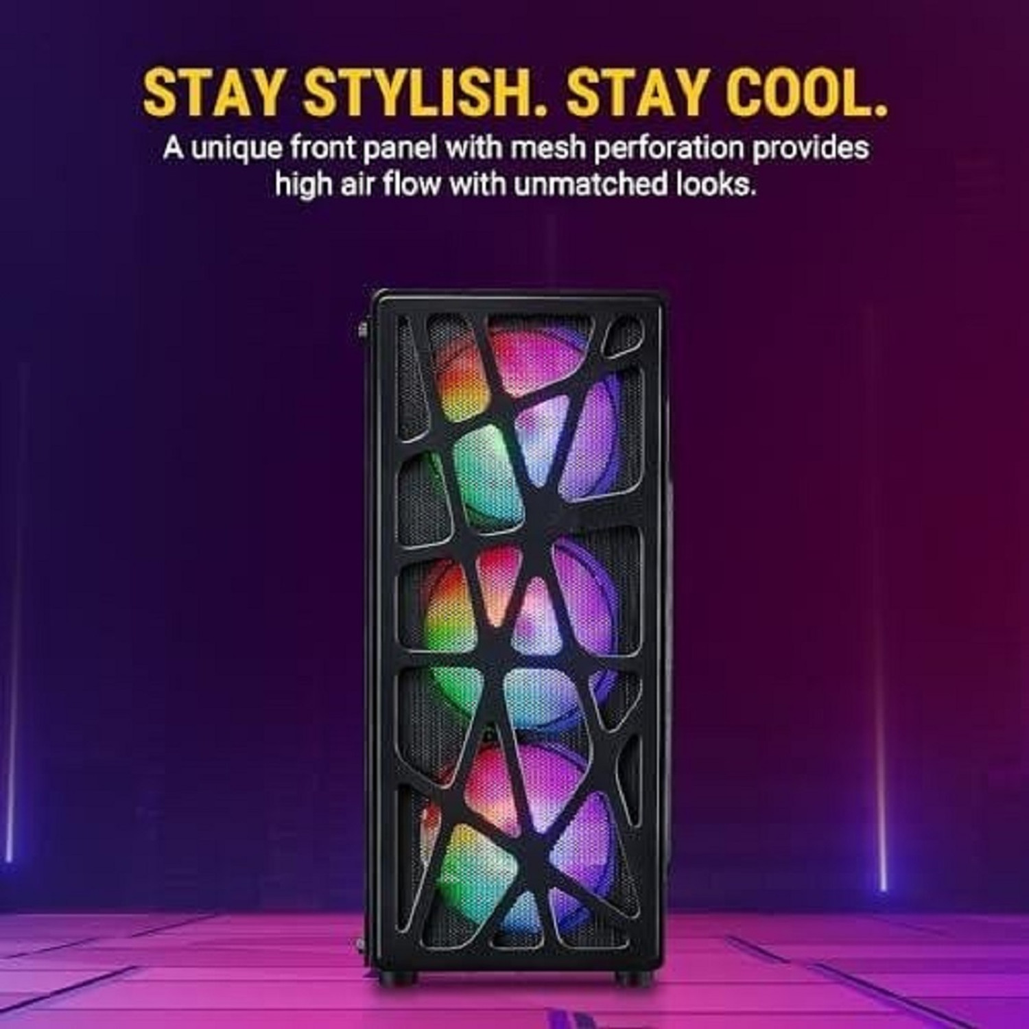 Image of ZEB GTA-GAMING-005 i5-8th Generation / NVMe SSD / DDR-4 (16 GB RAM /Intel UHD Graphics 630 Graphics /512 GB SSD Capacity /Windows 11 Pro /ONBORD 2 GB Graphics Memory) Gaming Tower with MS Office