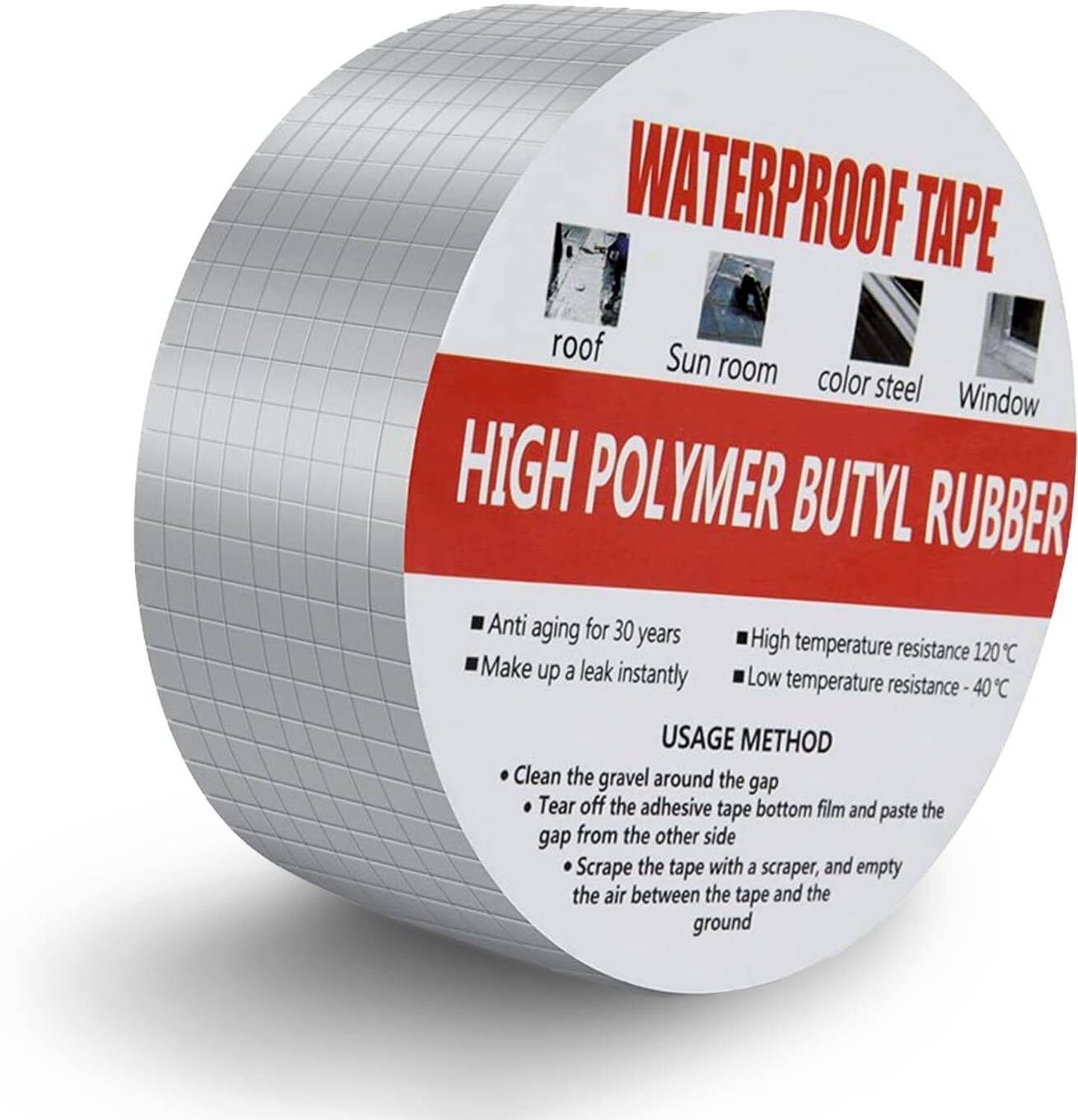 herik Waterproof Aluminum Rubber Tape for Leakage Repair (5CM x 5M, Silver) Adhesive