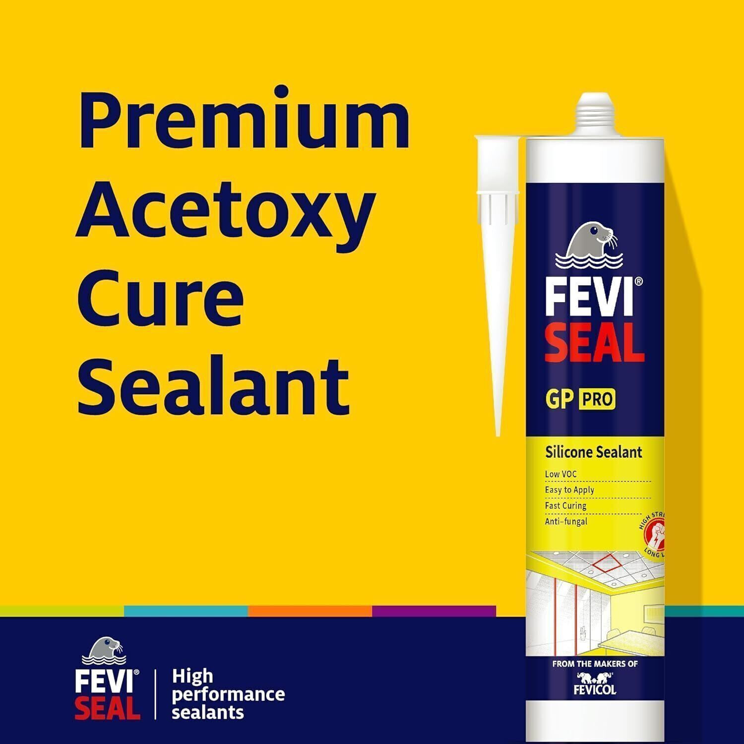 Image of Pidilite Dr.Fixit-FeviSeal-Acetoxy-Silicon-Sealant 280ML Crack Filler