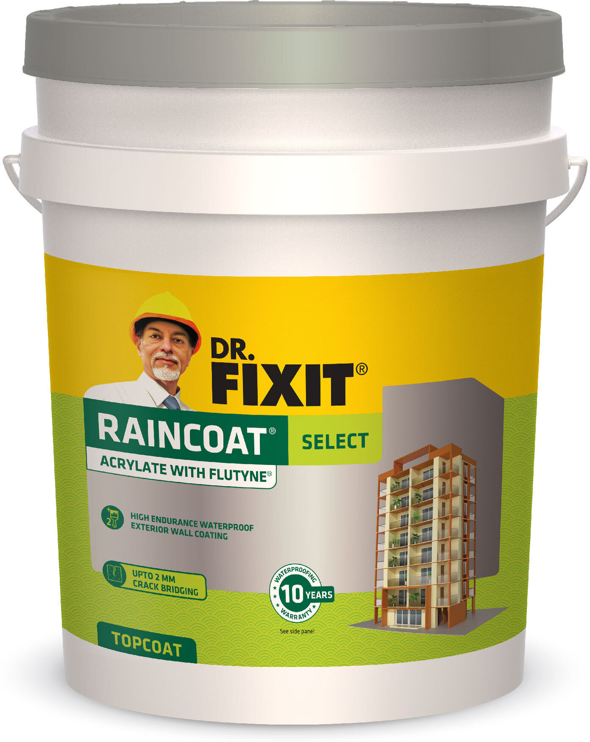 Image of Dr. Fixit Raincoat Select White, External Wall Waterproofing Coating, 1000+ unique shades Crack Filler