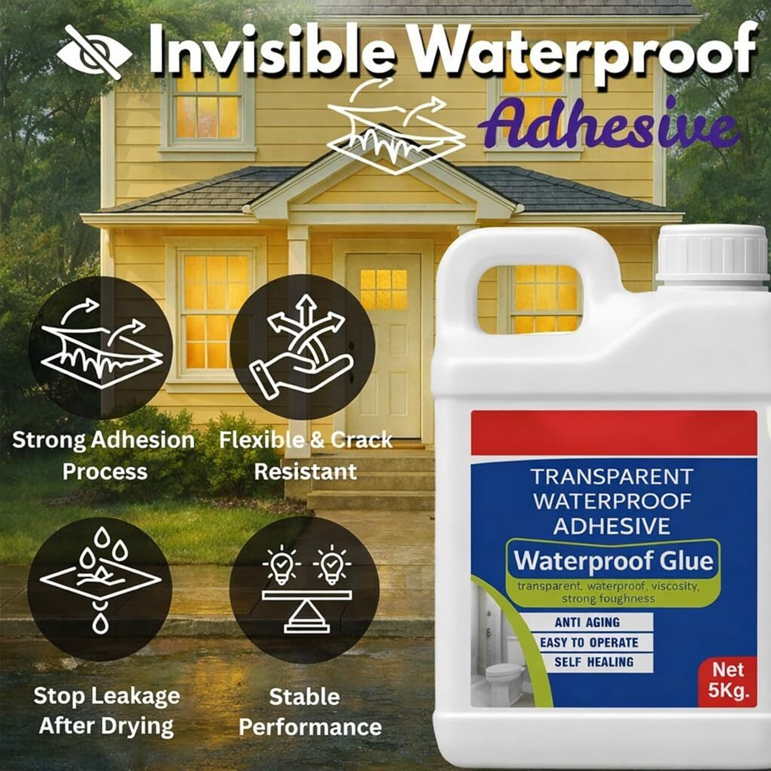 Image of ds care Transparent Waterproof Glue with Brush for Roof Leakage Clear Gel Adhesive