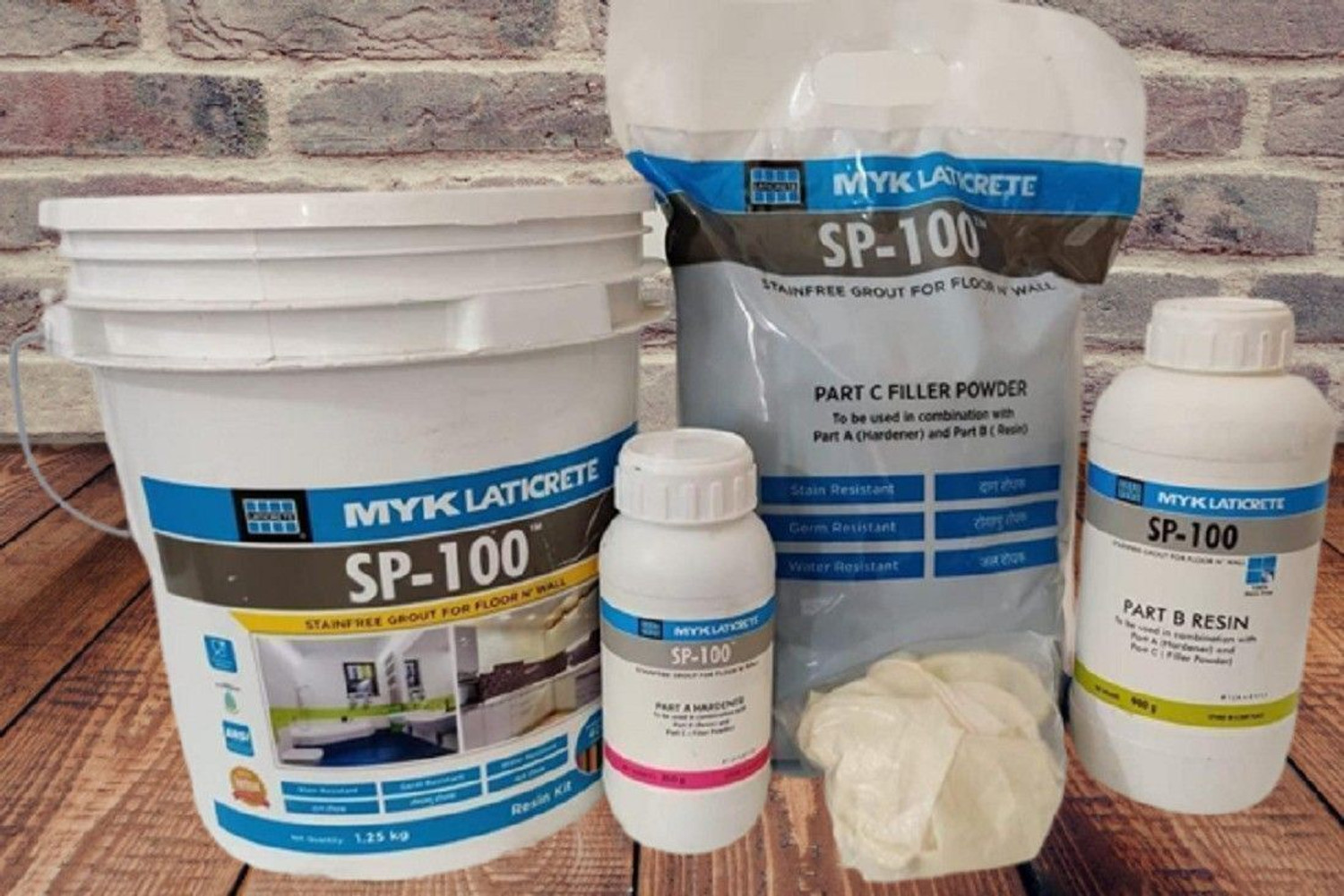 Image of MYK LATICRETE SP-100 Stain free Epoxy Grout For Floor & Wall (45-RAVEN) 5kg (Hardener : 350g Resin : 900g & Filler 3.75g) Crack Filler