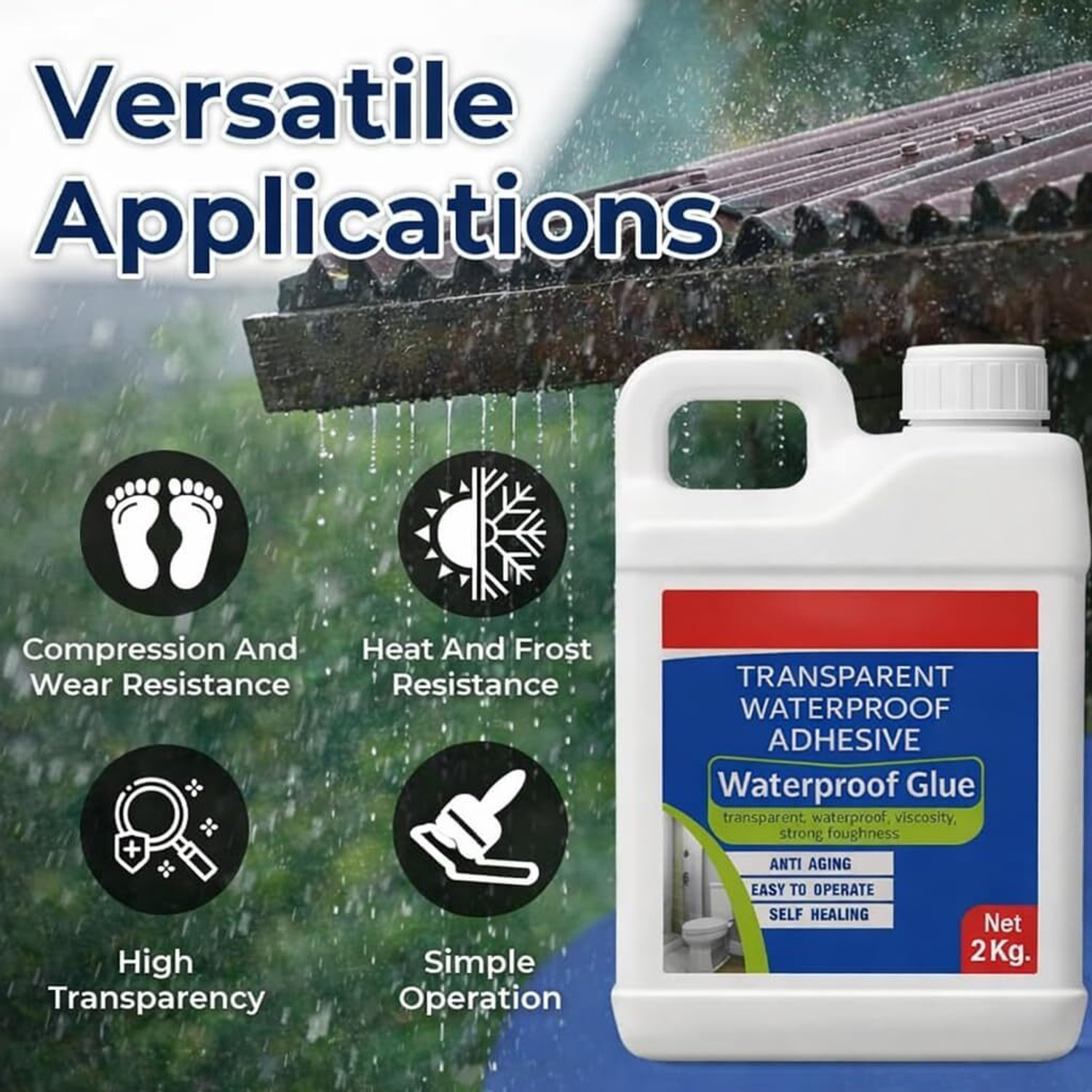 Image of ds care Transparent Waterproof Glue with Brush for Roof Leakage Clear Gel Adhesive