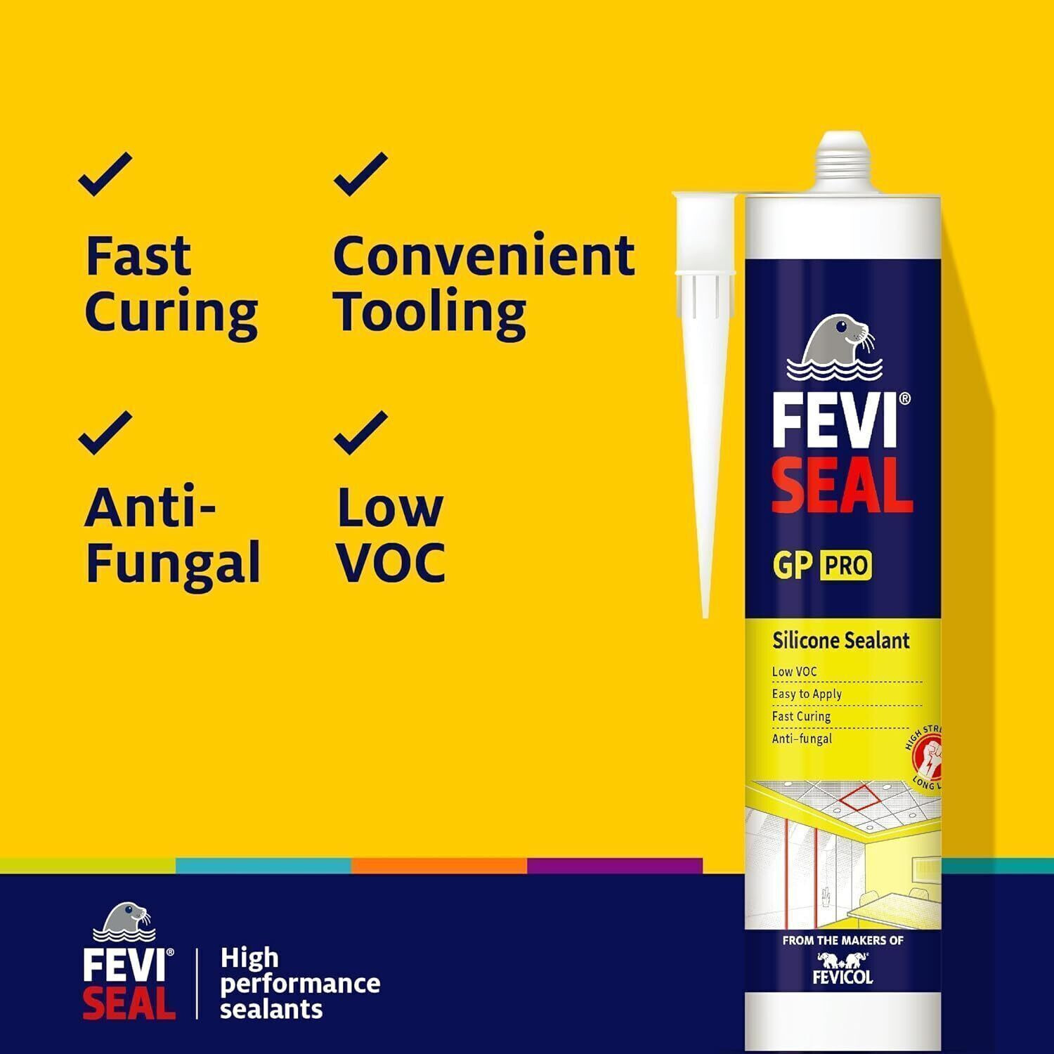 Image of Pidilite Dr.Fixit-FeviSeal-Acetoxy-Silicon-Sealant 280ML Crack Filler