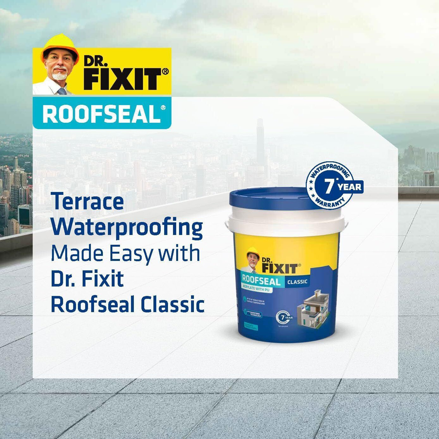 Image of Dr. Fixit Roofseal Classic 1 ltr, No dilution, Terrace Waterproofing Coating Crack Filler