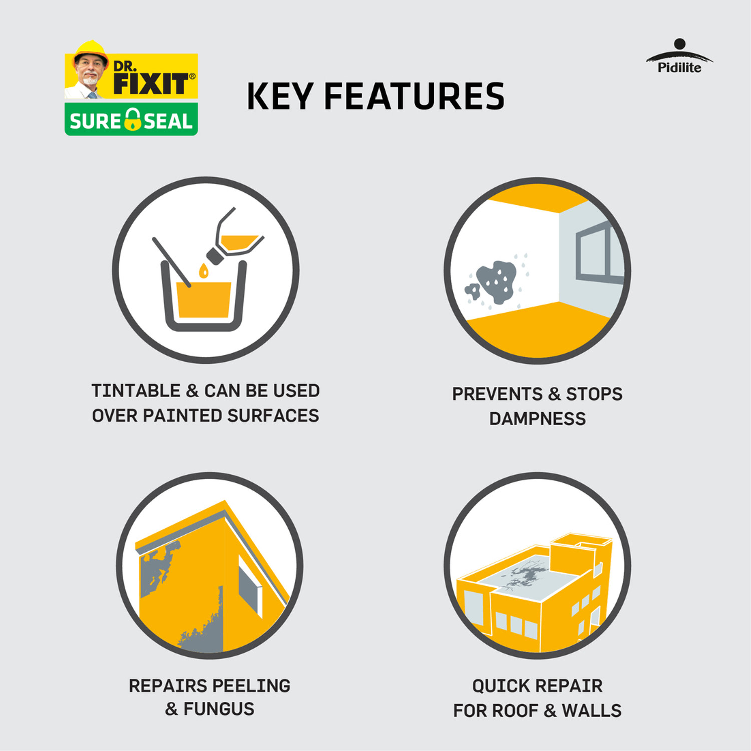 Image of Dr. Fixit SURE SEAL, Patch Repair of Internal and External Walls and Roof, Crack Filler