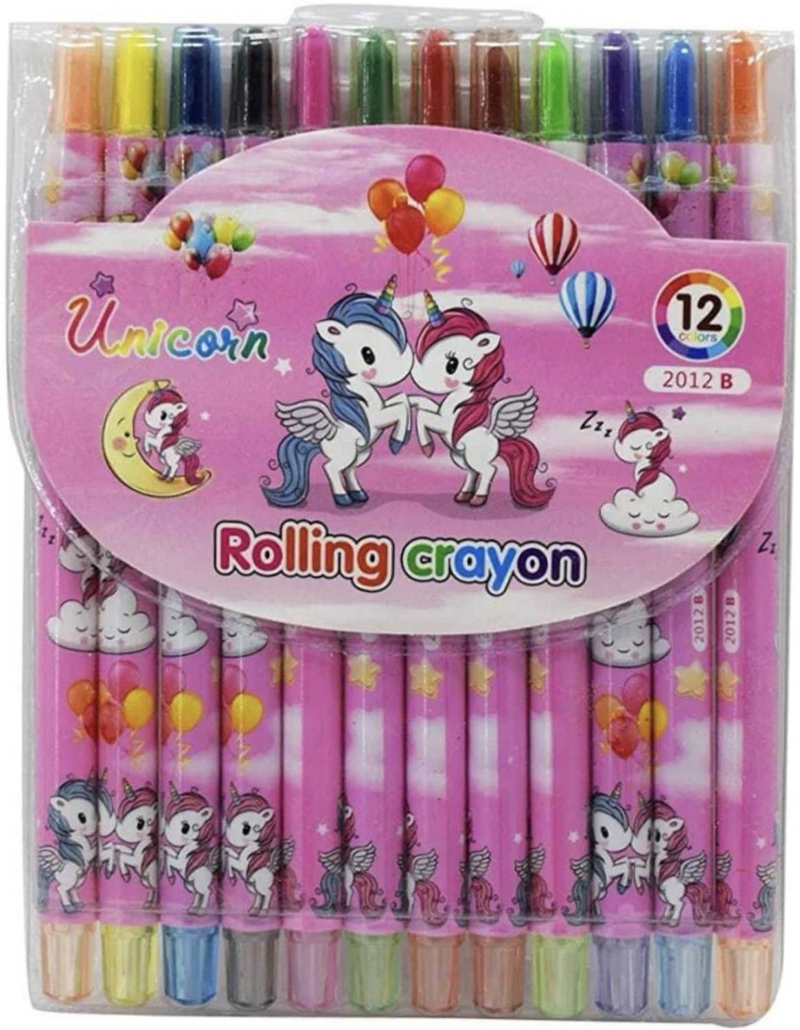 Nanak Trading Unicorn Rolling Crayons for Kids Birthday Return Gift Pack of 12 Random Colour