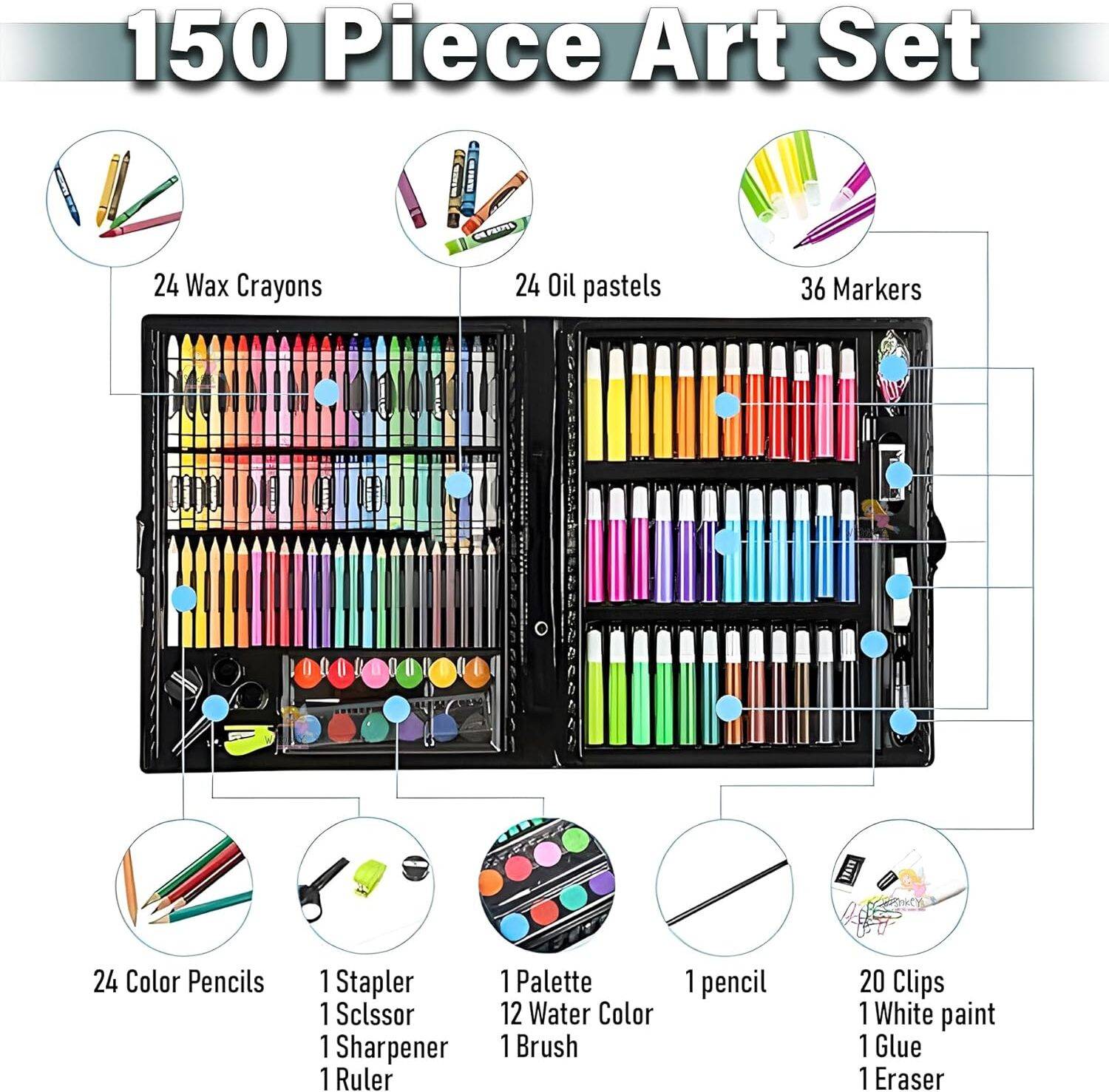 Nafhotoz Kids Creative 150 pcs Art & Craft Coloring Box - Image 4