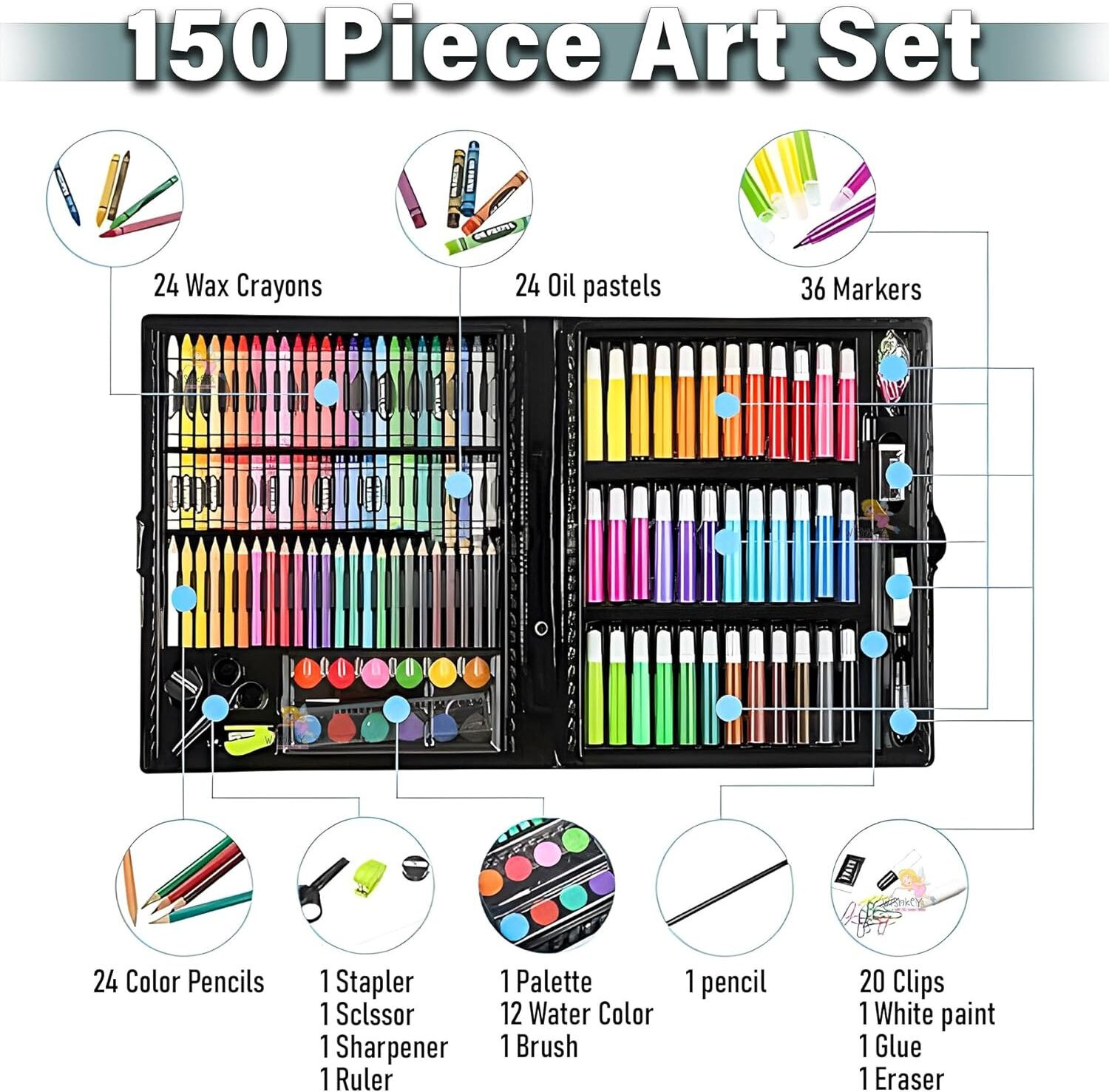 Image of Nafhotoz Kids Creative 150 pcs Art & Craft Coloring Box