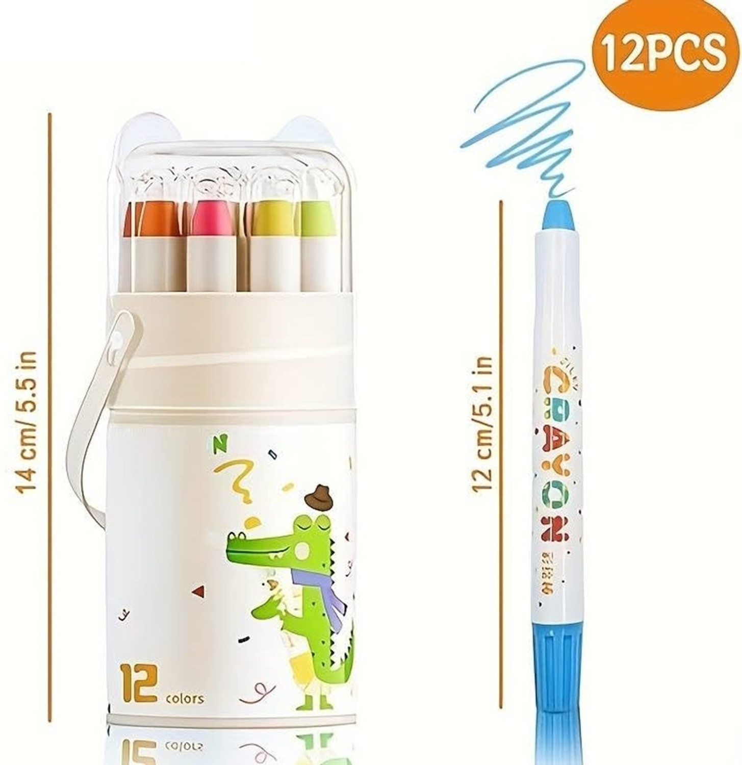 Image of PAPASpace 12 Twistable Washable Crayons Set for Kids Drawing Coloring Art Supplies