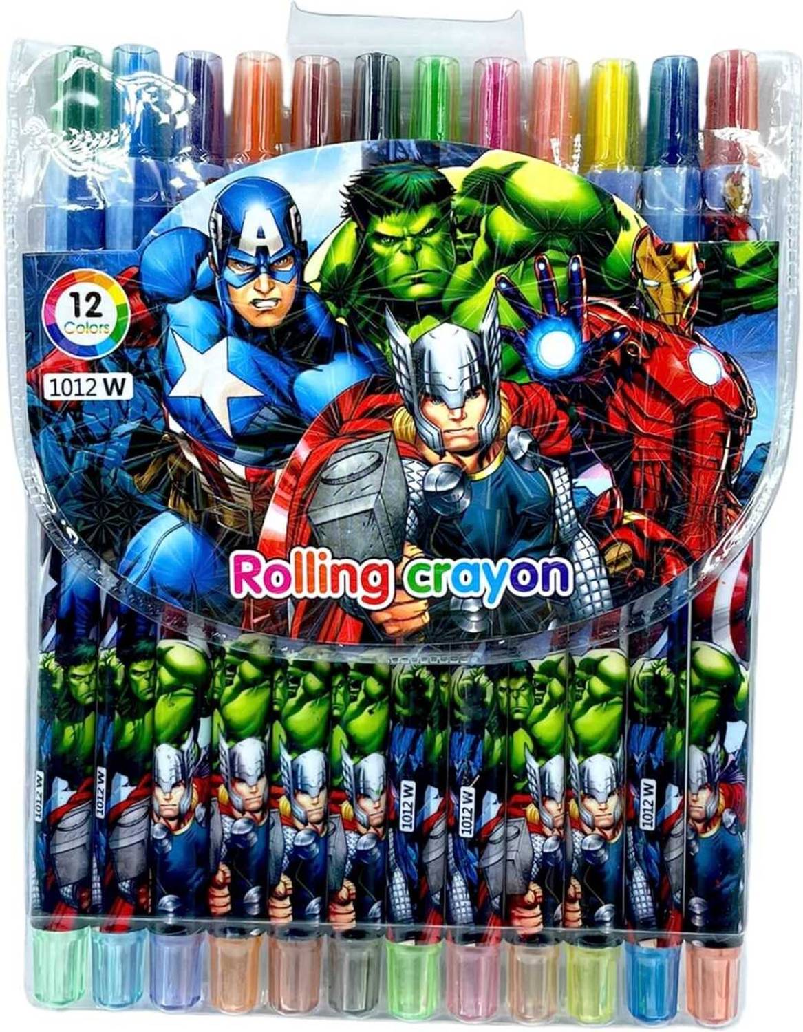 AARNASHOPPE HULK Cartoon Printed Rolling Twistable Crayons FOR KIDS (PACK OF 12)