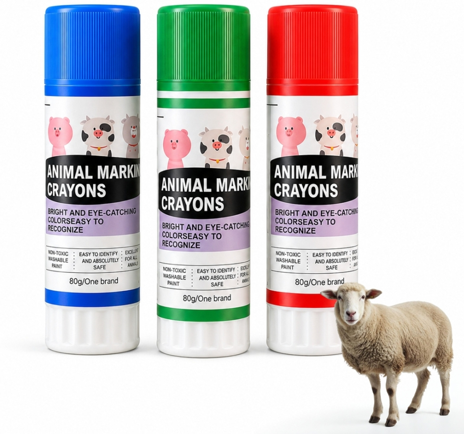 Image of SAFURE Livestock Marking Crayons - Non-Toxic, Bright Colors for Cattle, Sheep & Pigs