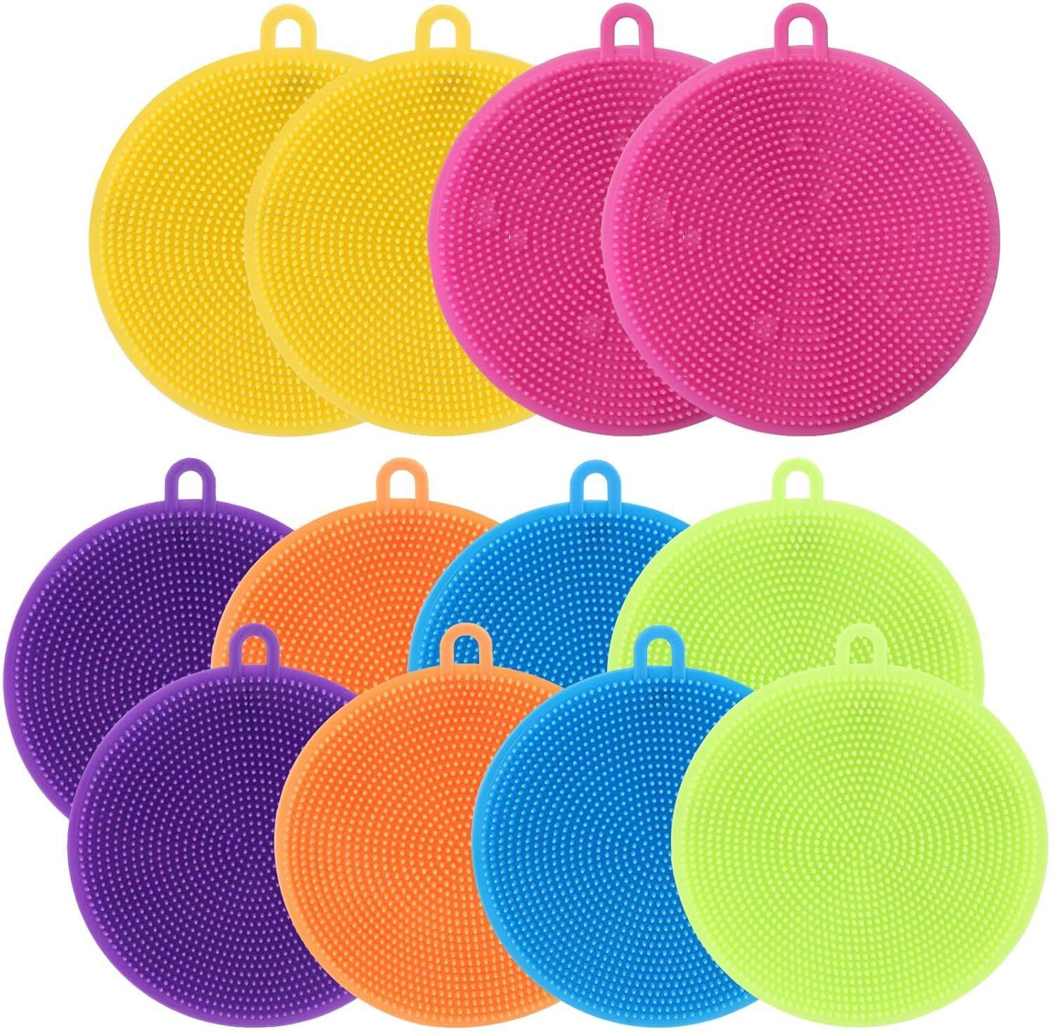 WIPSOR Silicone Dish Scrubber 12 Pack Reusable Sponges, BPA-Free, Fast Dry, Food-Grade Scrub Pad — Cleaning Tools