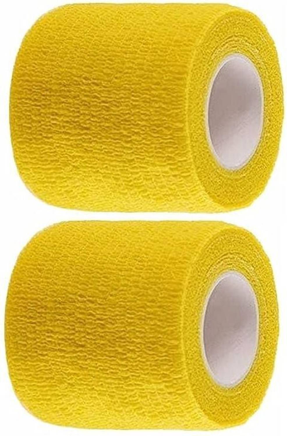 A-TAPE Cohesive Crepe Bandage Yellow (Pack of 2) Elastic Self Adhesive (5 cm X 4.5 mtr) Crepe Bandage